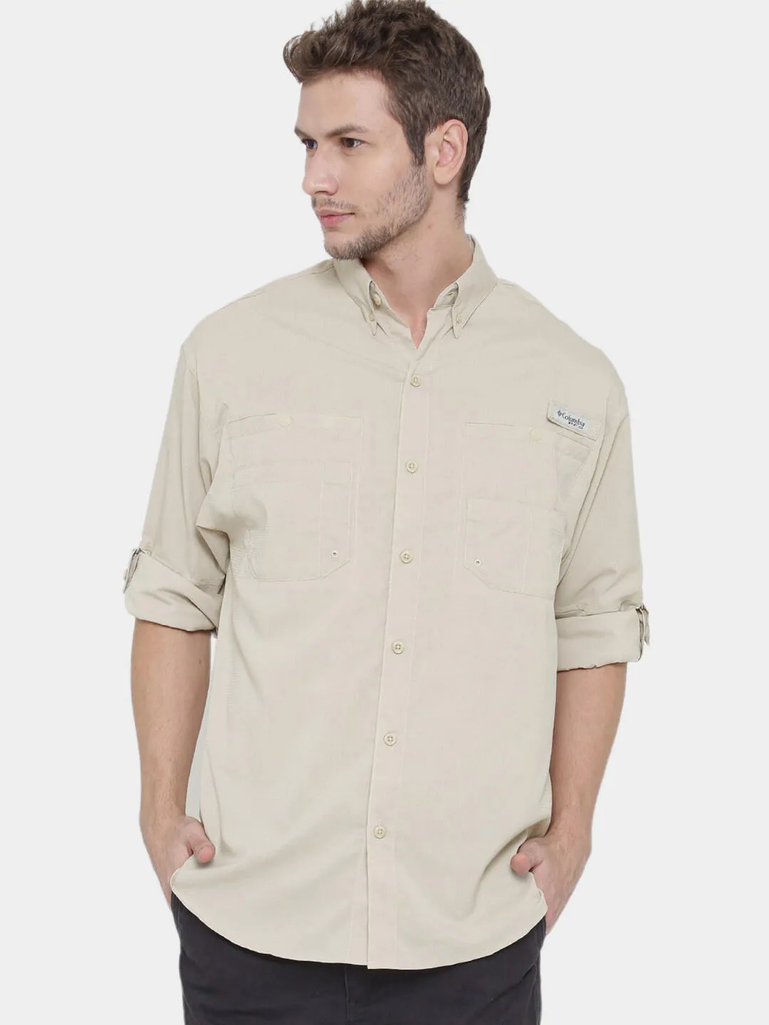 Columbia Men Beige Omni-Wick Tamiami II Long Sleeve Shirt