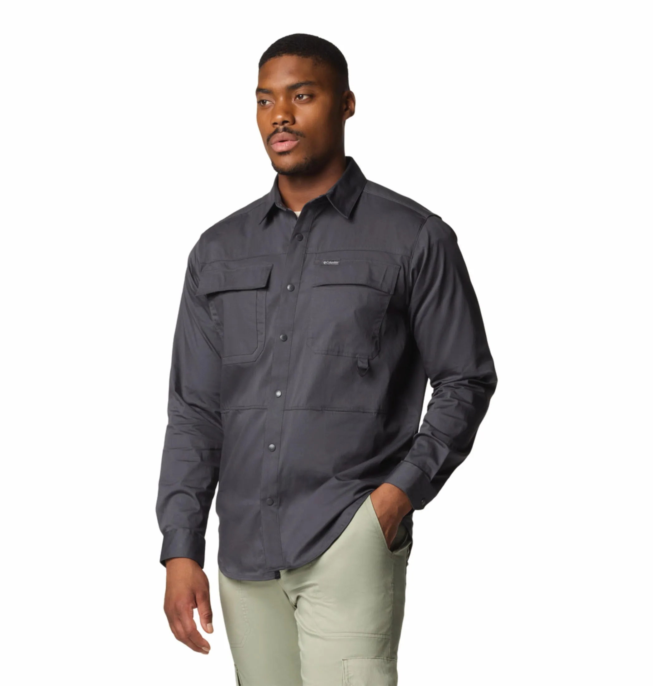 Columbia Men Black Landroamer Twill Long Sleeve Shirt