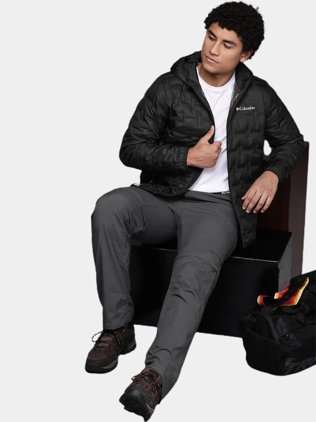 Columbia Men Black Omni-Heat Reflective Delta Ridge Hooded Down Jacket