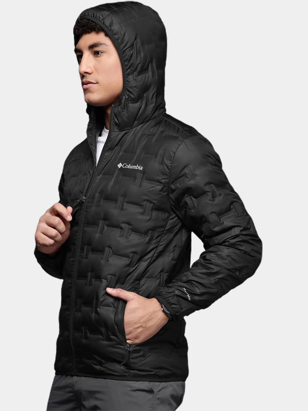 Columbia Men Black Omni-Heat Reflective Delta Ridge Hooded Down Jacket