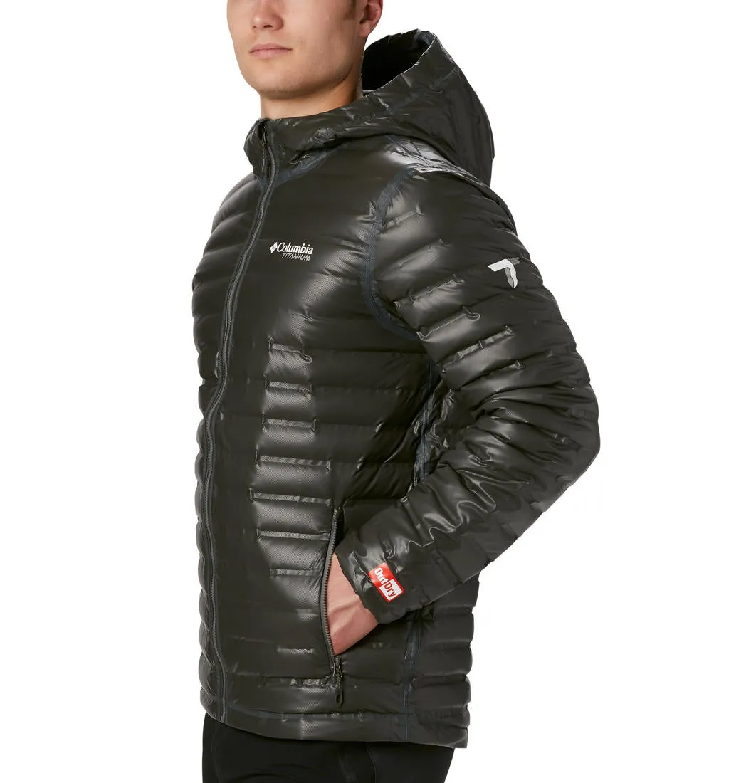 Columbia Men Black Omni-Heat Reflective OutDry Ex Gold Hooded Down Jacket