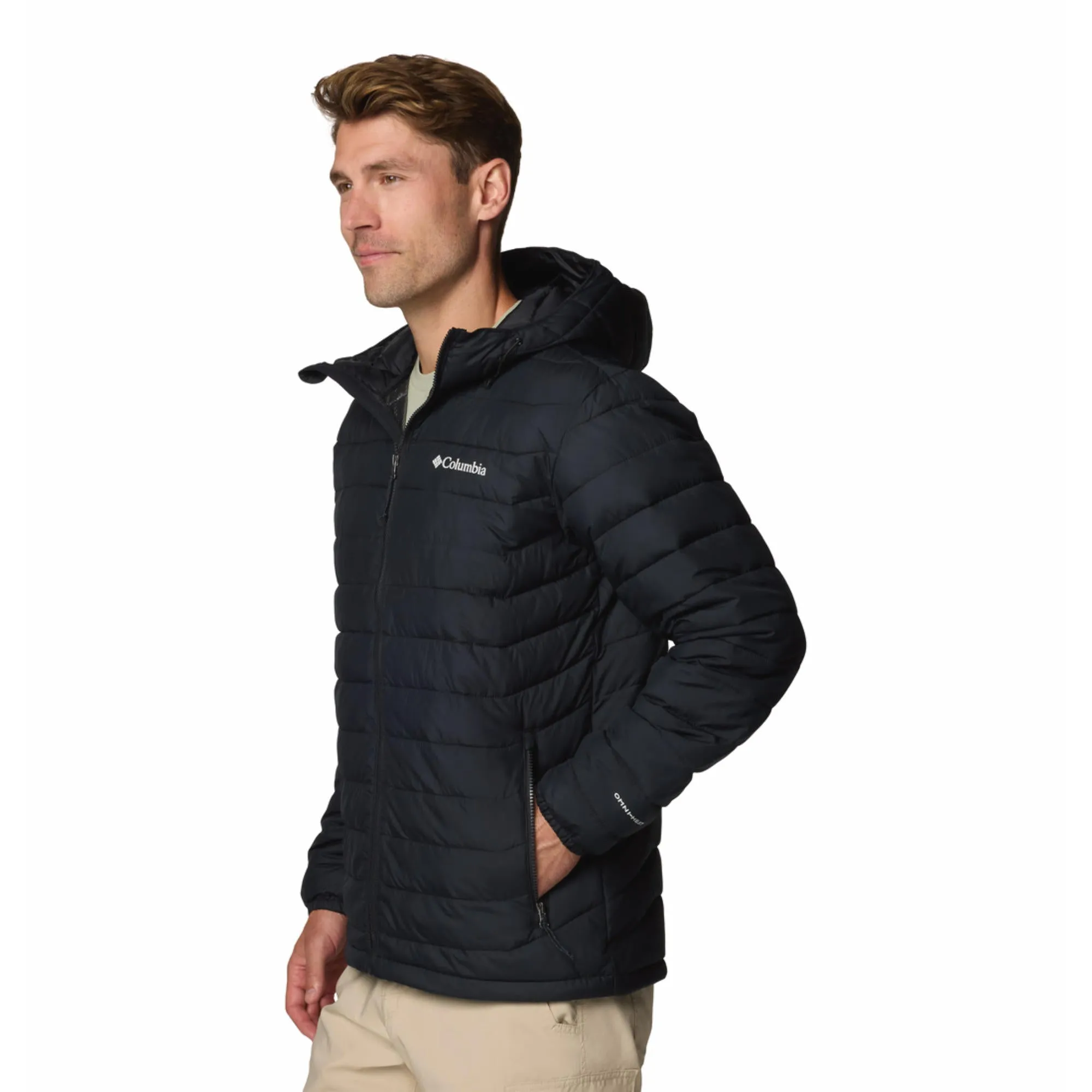 Columbia Men Black Omni-Heat Reflective Powder Lite II Hooded Jacket