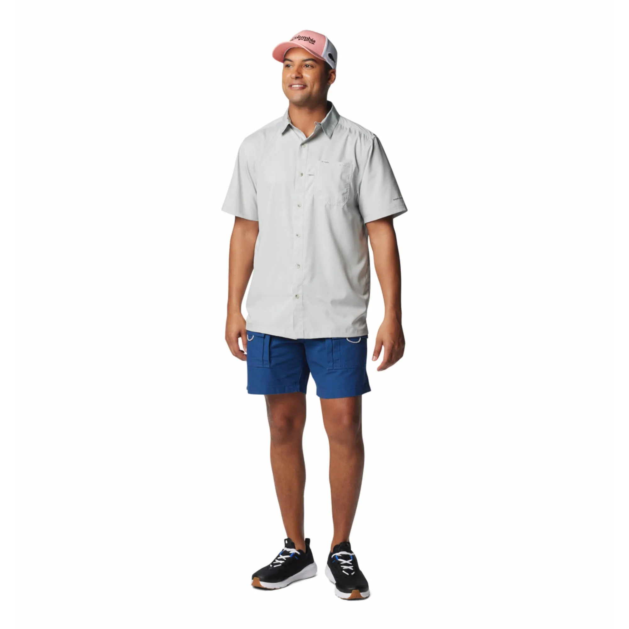 Columbia Men Black Omni-Shade Slack Tide Camp Short Sleeve Shirt