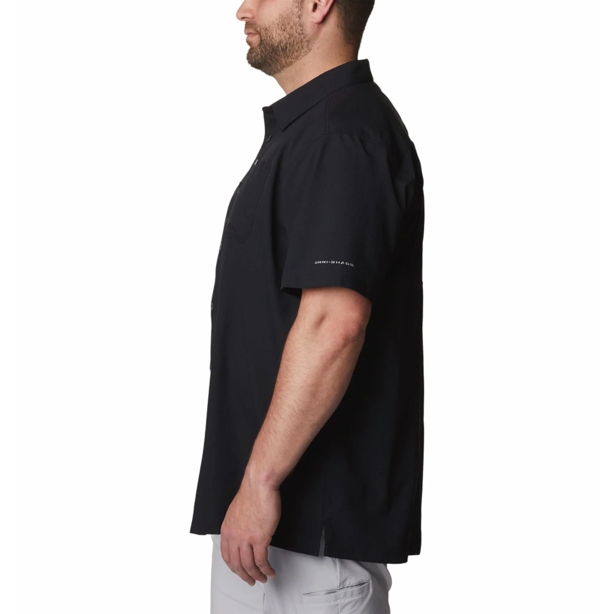 Columbia Men Black Omni-Shade Slack Tide Camp Short Sleeve Shirt