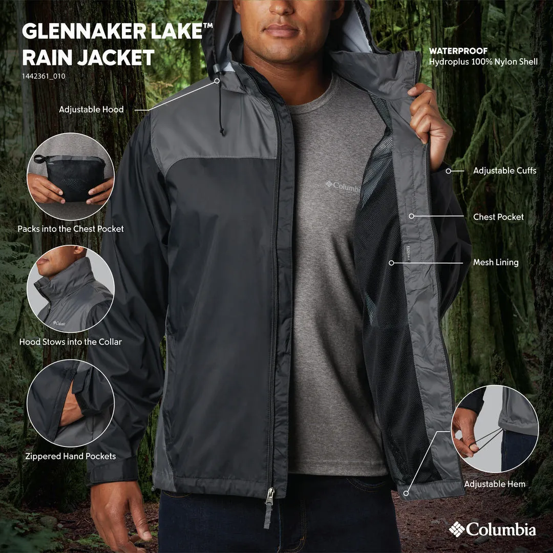 Columbia Men Black Omni-Shield Glennaker Lake Rain Waterproof Rain Jacket
