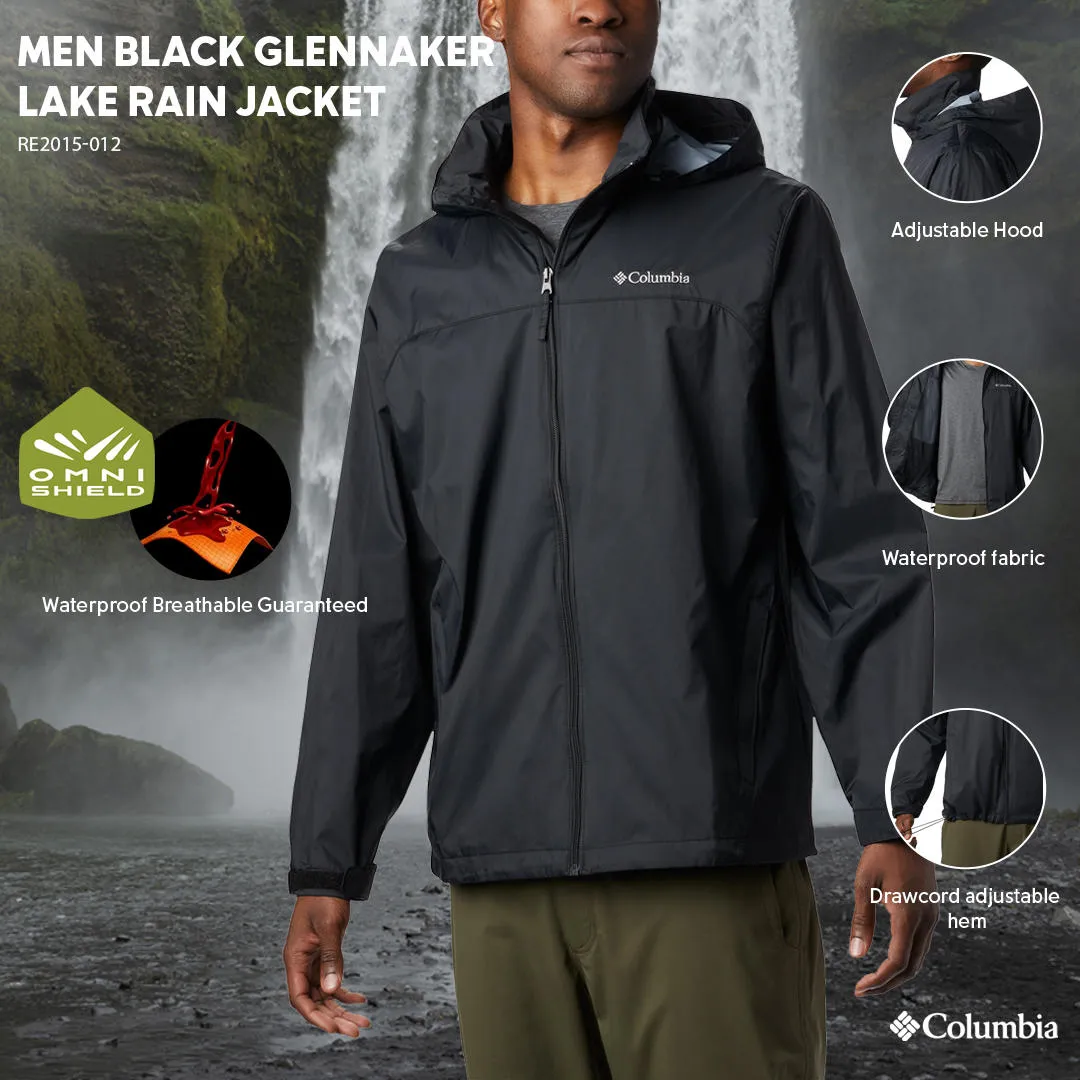 Columbia Men Black Omni-Shield Glennaker Lake Rain Waterproof Rain Jacket