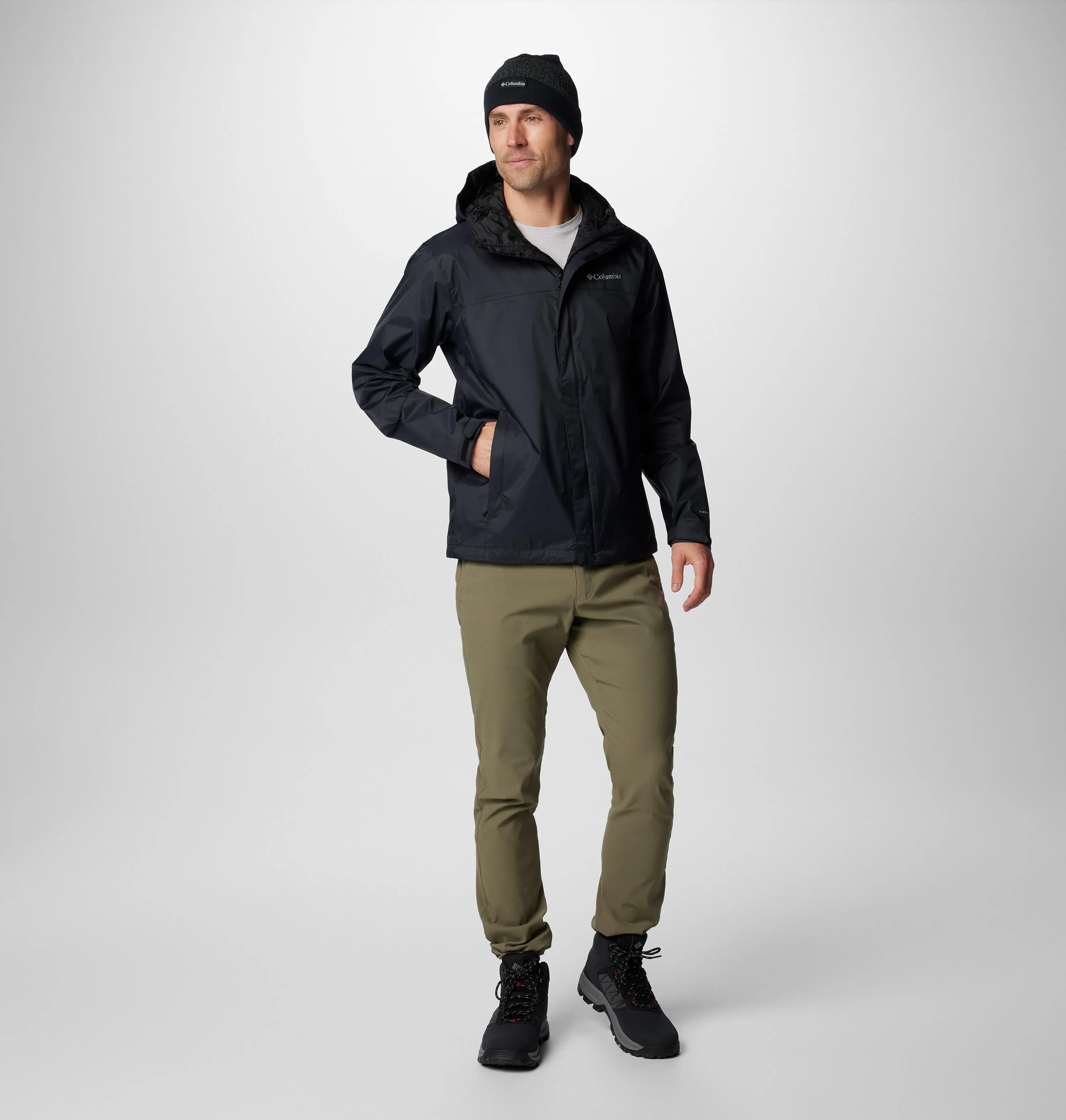 Columbia Men Black Omni-Tech Watertight II Waterproof Rain Jacket