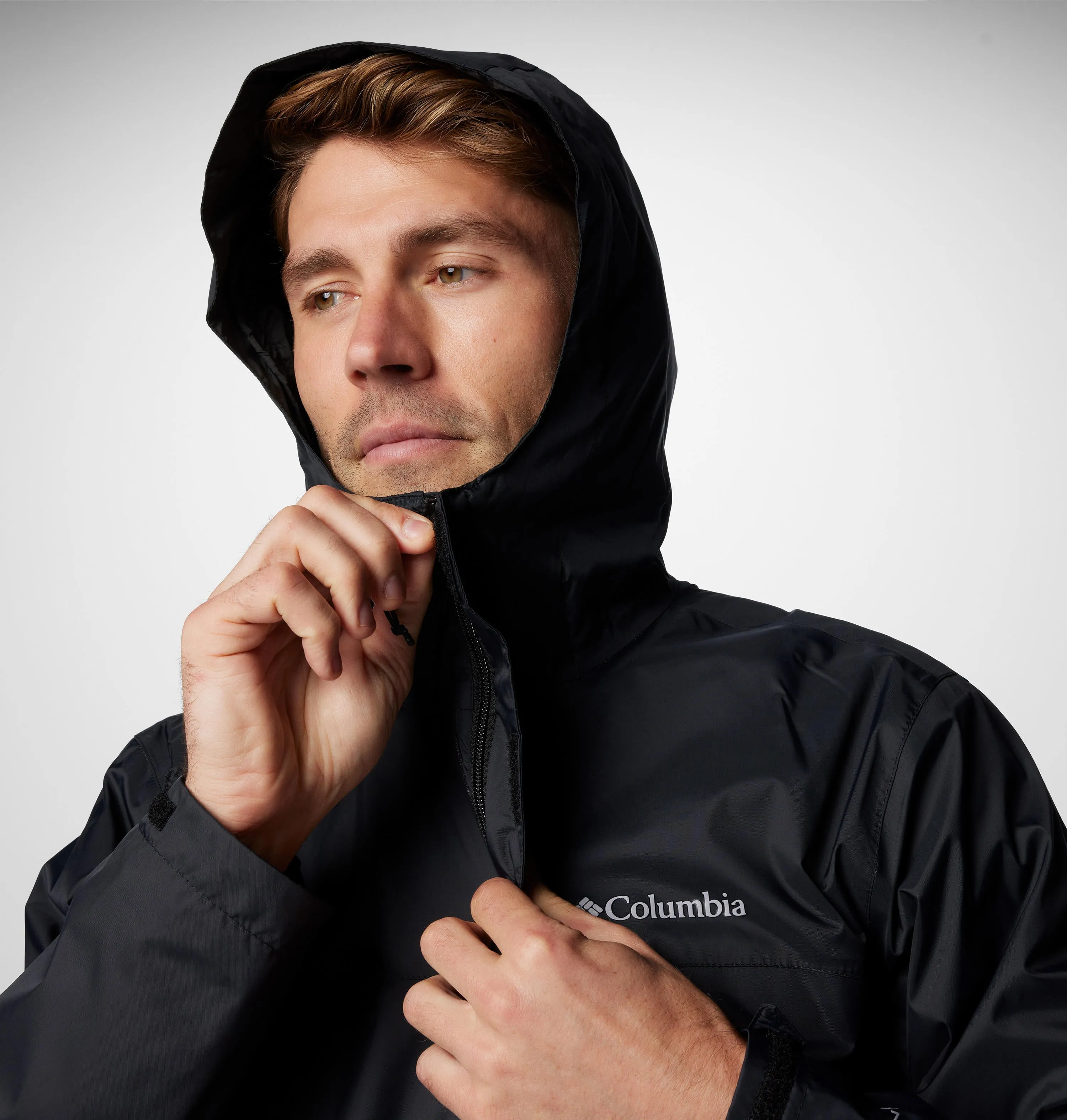Columbia Men Black Omni-Tech Watertight II Waterproof Rain Jacket