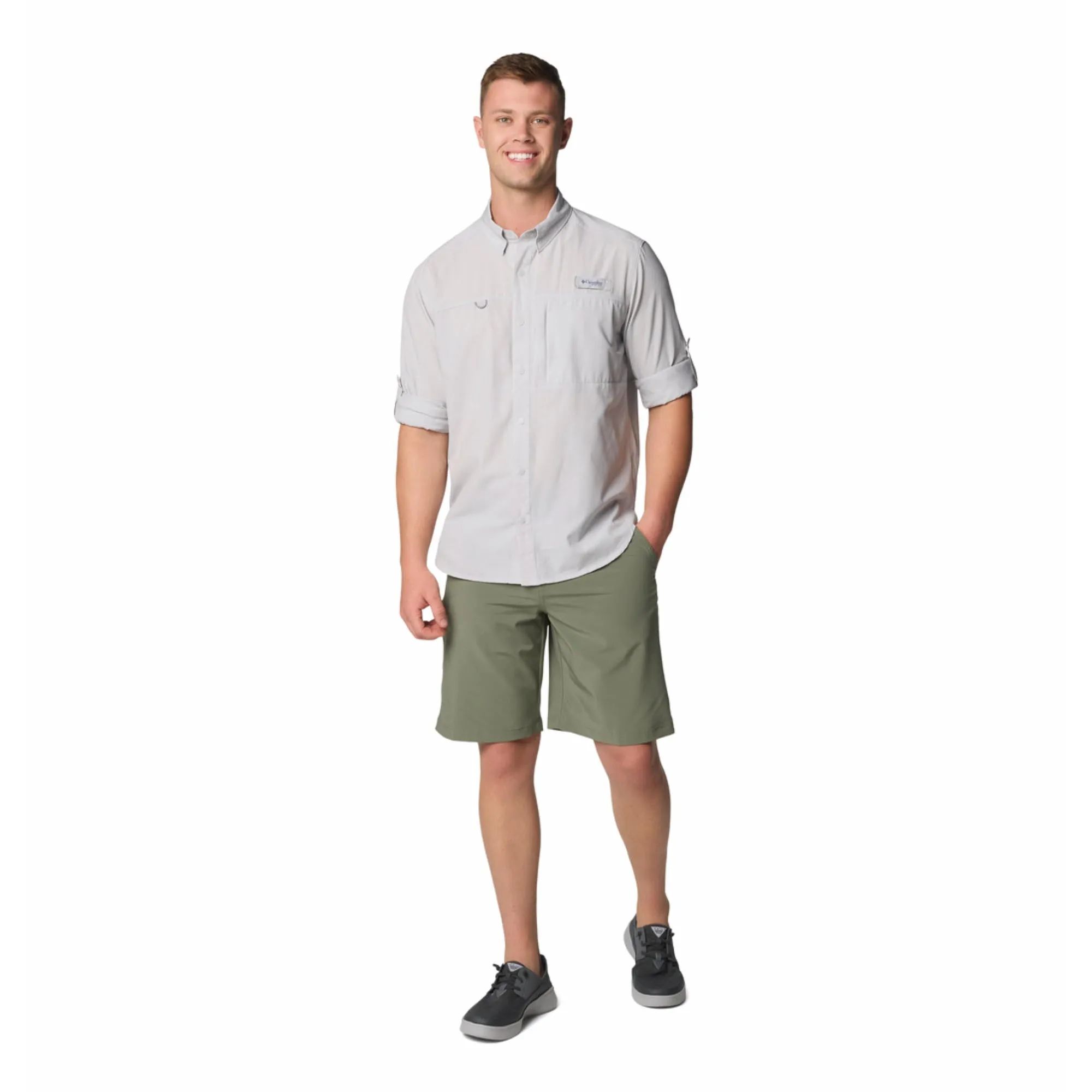 Columbia Men Black Omni-Wick PFG Solar Breeze Woven Long Sleeve Shirt