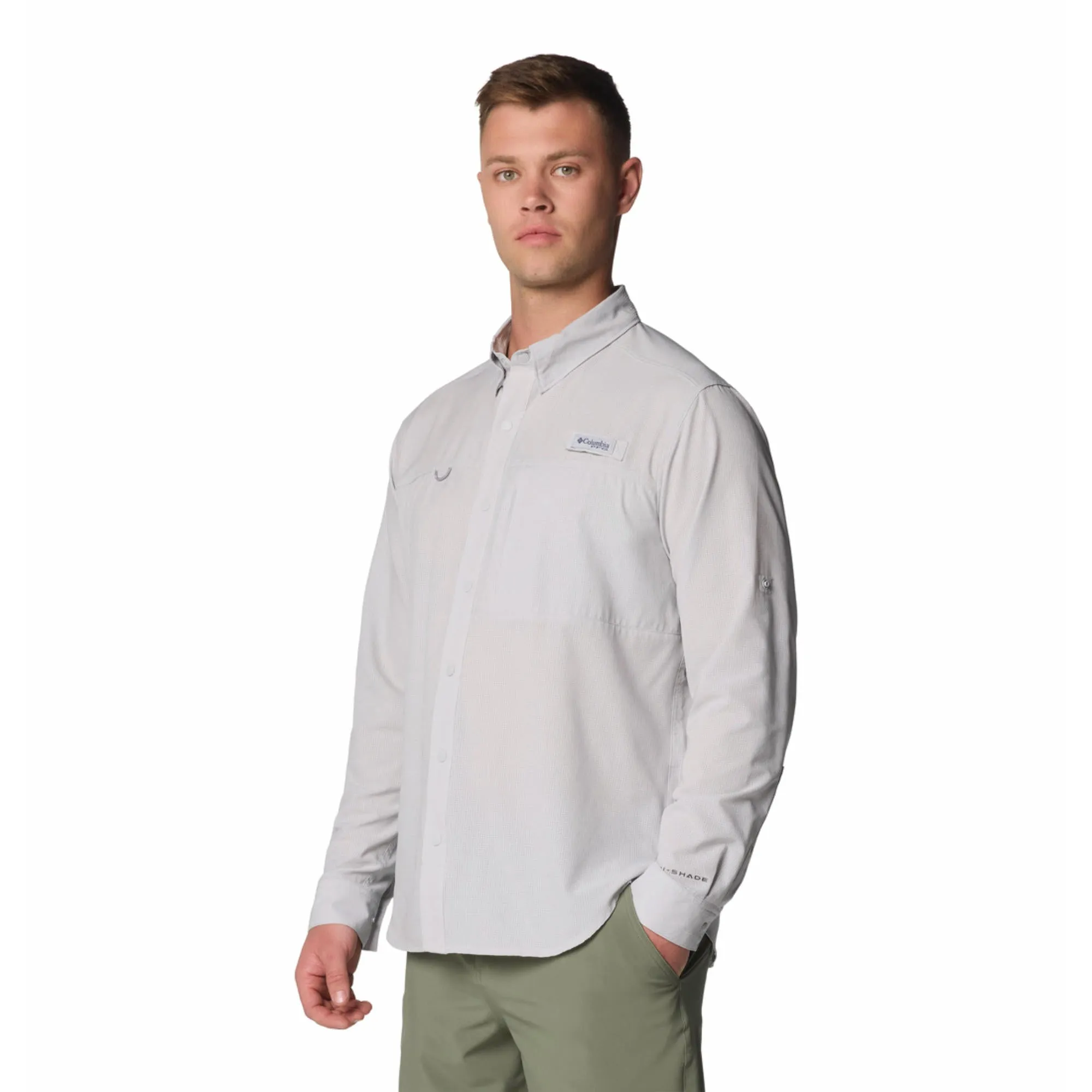 Columbia Men Black Omni-Wick PFG Solar Breeze Woven Long Sleeve Shirt