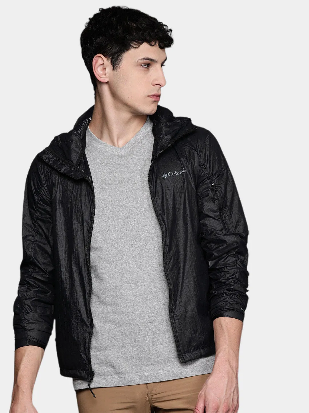 Columbia Men Black Omni-Wind Loop Trail Windbreaker Jacket