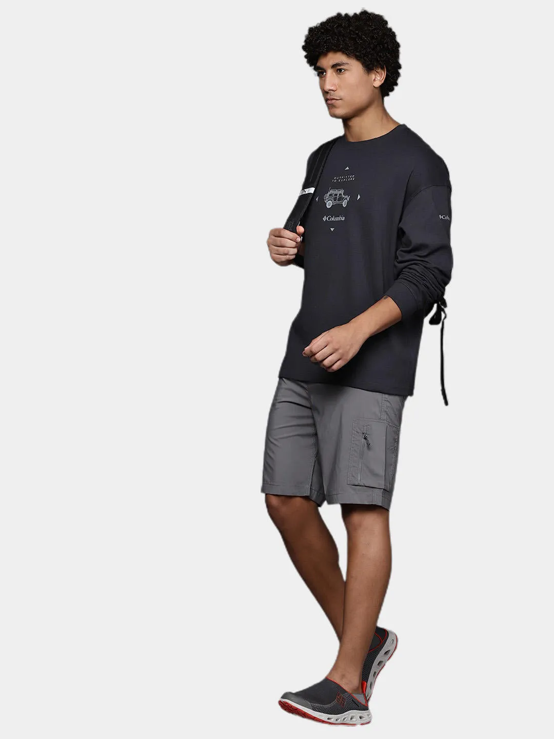 Columbia Men Black Sun Protection Duxbery Relaxed Tshirt