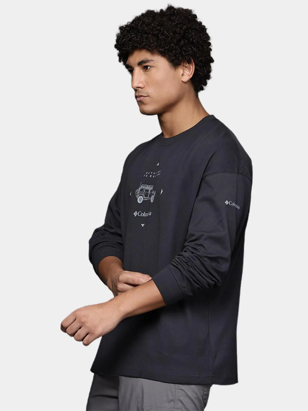 Columbia Men Black Sun Protection Duxbery Relaxed Tshirt