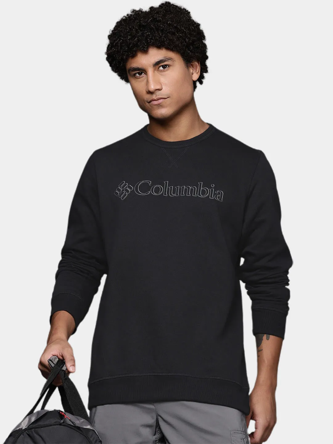 Columbia Men Black Sun Protection M Logo Crew Pullover