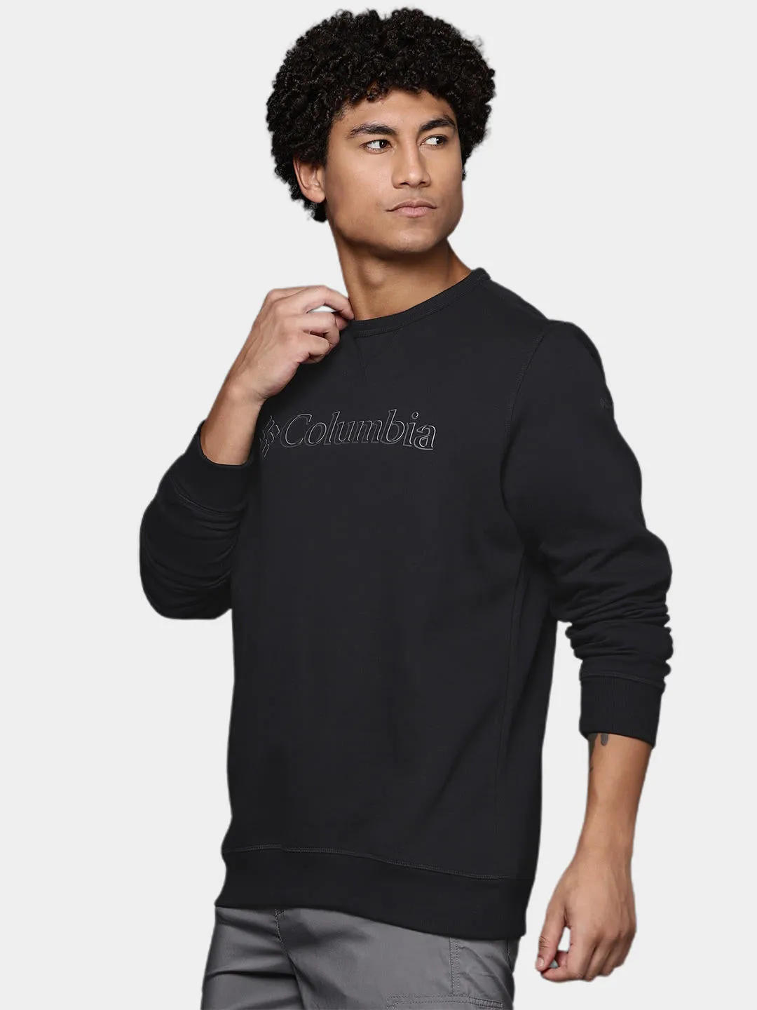 Columbia Men Black Sun Protection M Logo Crew Pullover