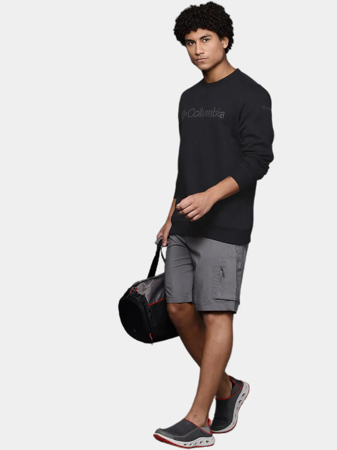 Columbia Men Black Sun Protection M Logo Crew Pullover