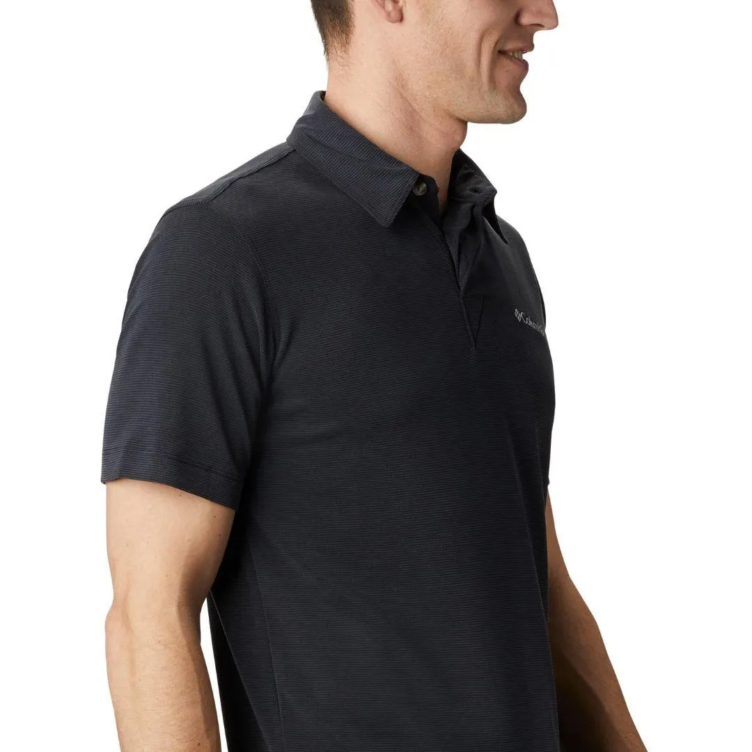 Columbia Men Black Sun Protection Sun Ridge Polo Tshirt