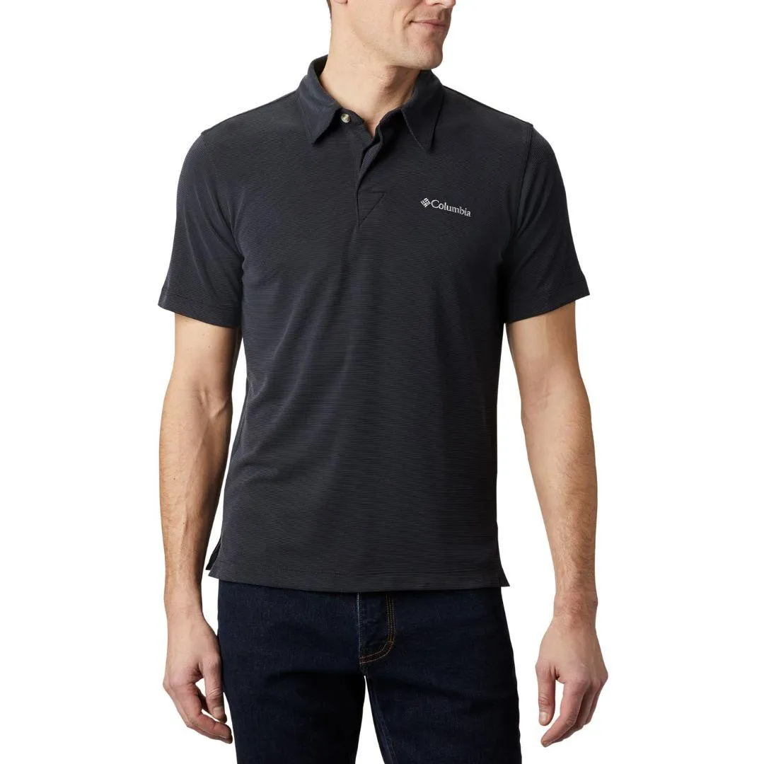 Columbia Men Black Sun Protection Sun Ridge Polo Tshirt