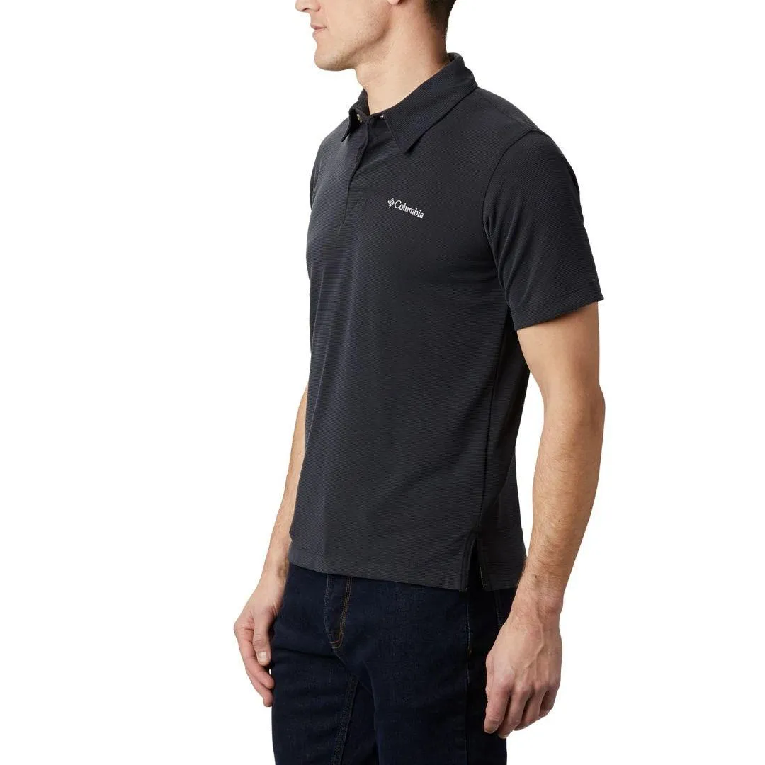 Columbia Men Black Sun Protection Sun Ridge Polo Tshirt