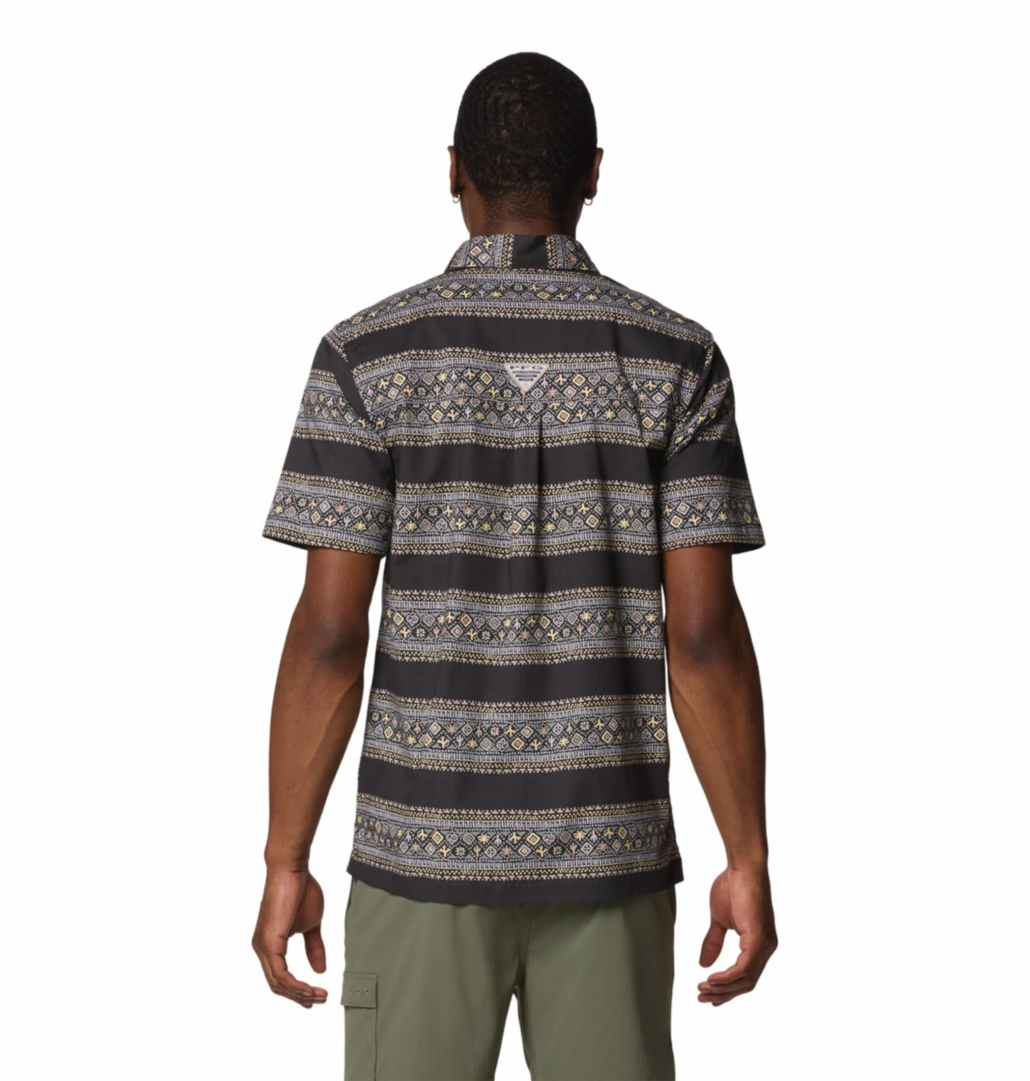 Columbia Men Black Wild Cast Camp Short Sleeve Shirt