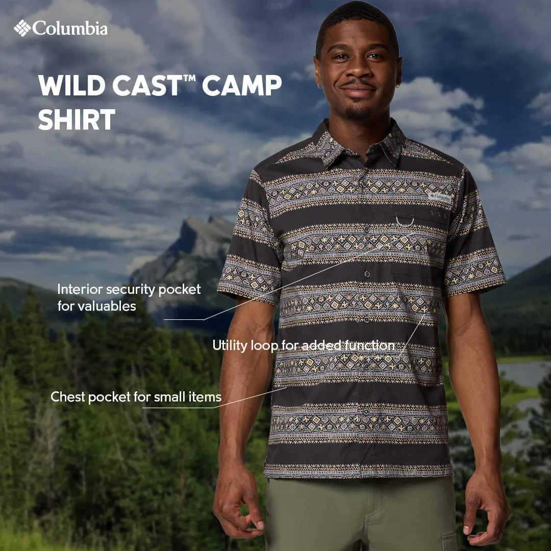 Columbia Men Black Wild Cast Camp Short Sleeve Shirt
