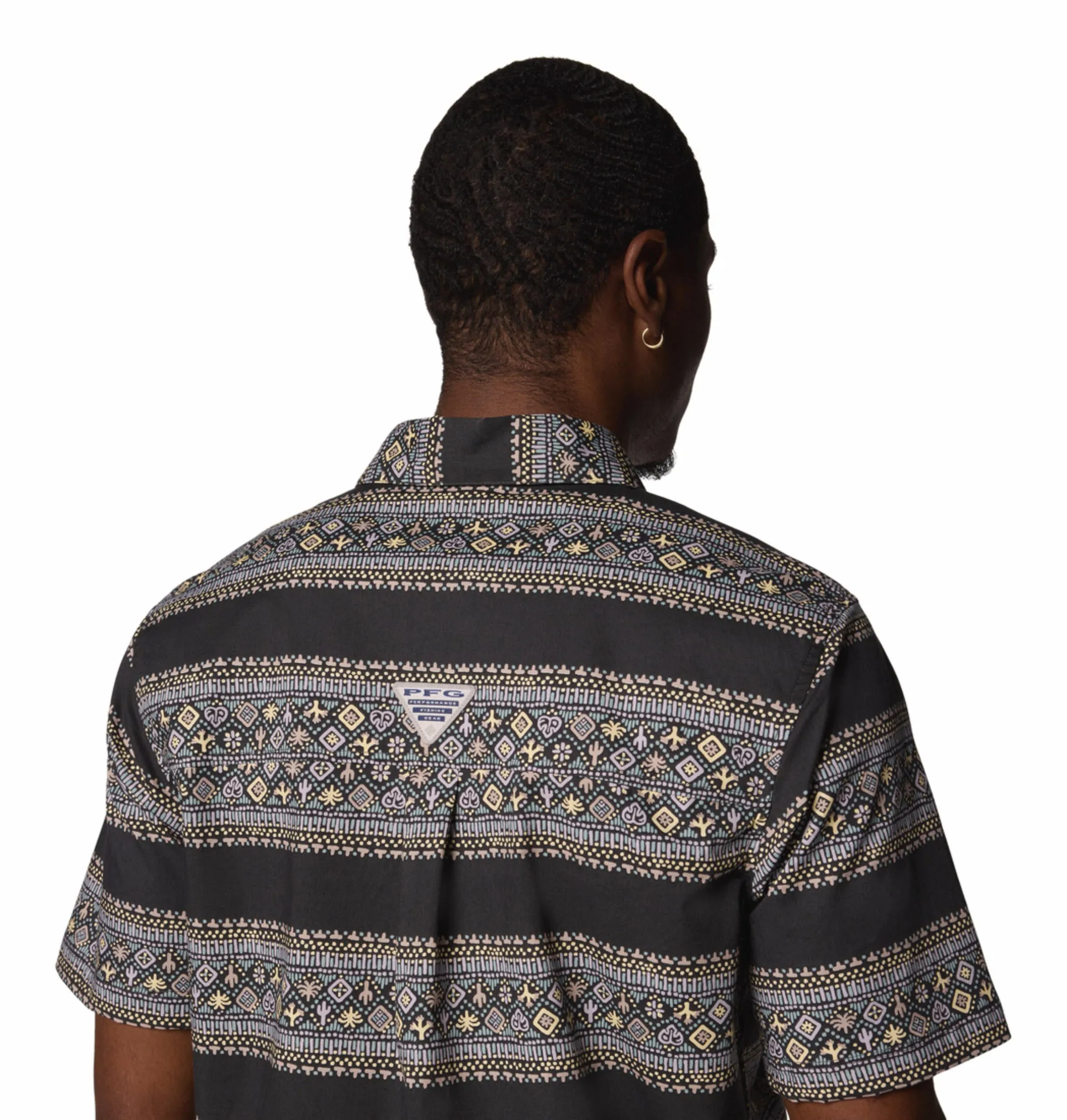 Columbia Men Black Wild Cast Camp Short Sleeve Shirt