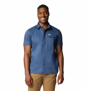 Columbia Men Blue Landroamer Twill Short Sleeve Shirt