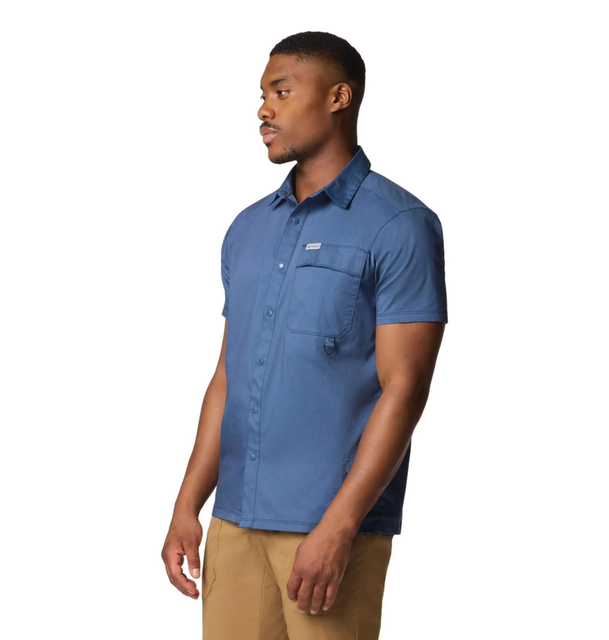 Columbia Men Blue Landroamer Twill Short Sleeve Shirt