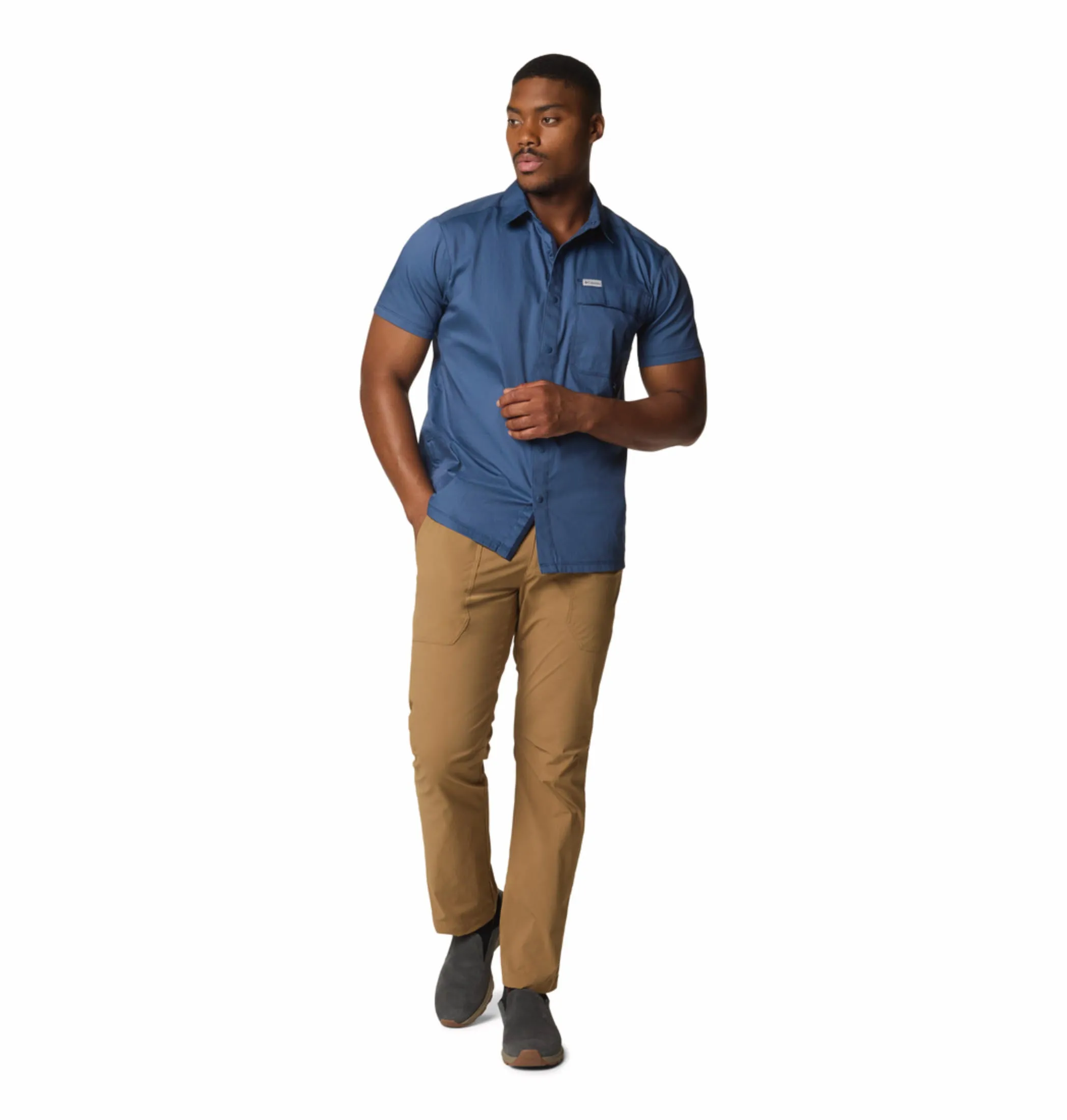 Columbia Men Blue Landroamer Twill Short Sleeve Shirt
