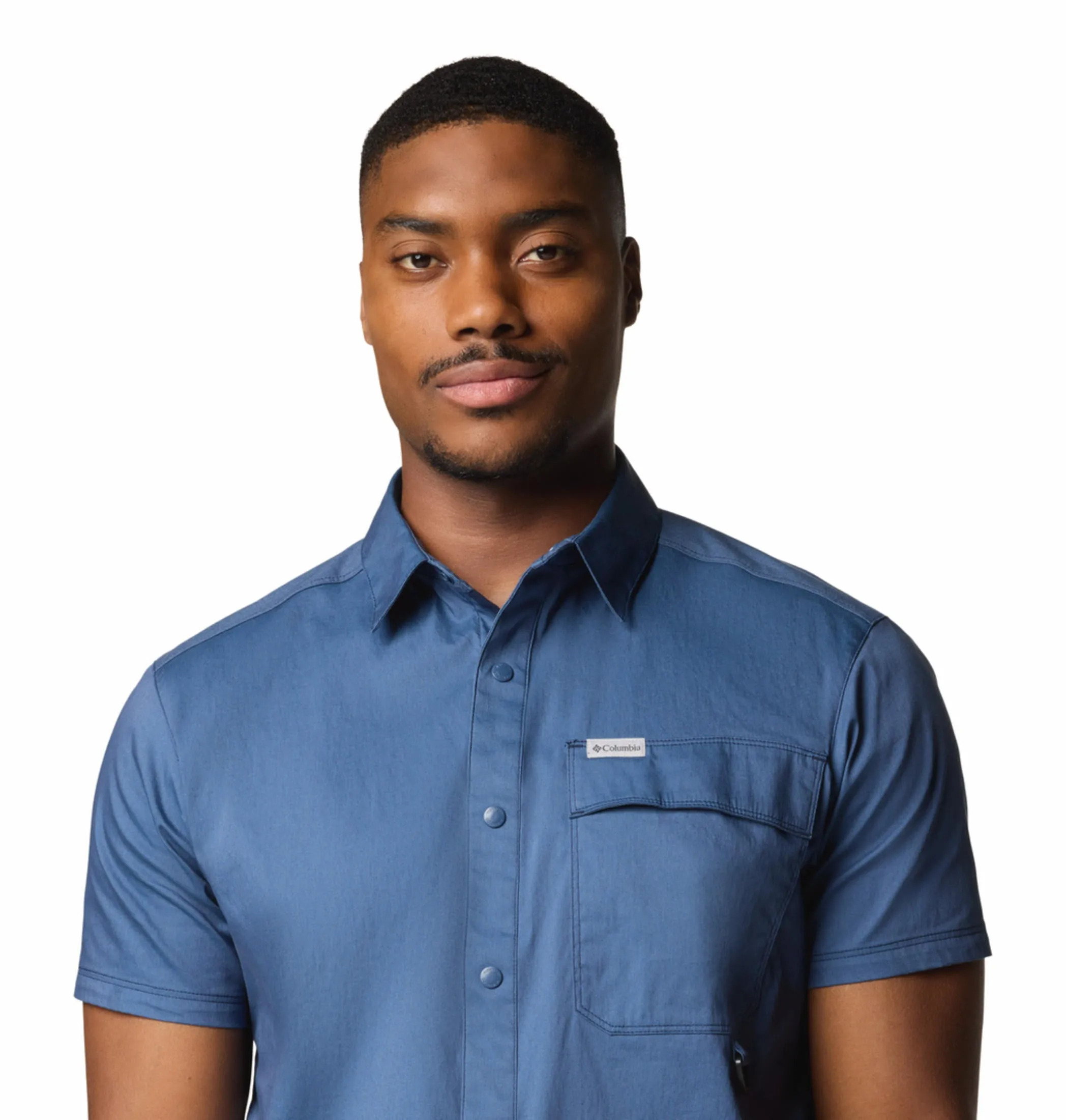 Columbia Men Blue Landroamer Twill Short Sleeve Shirt