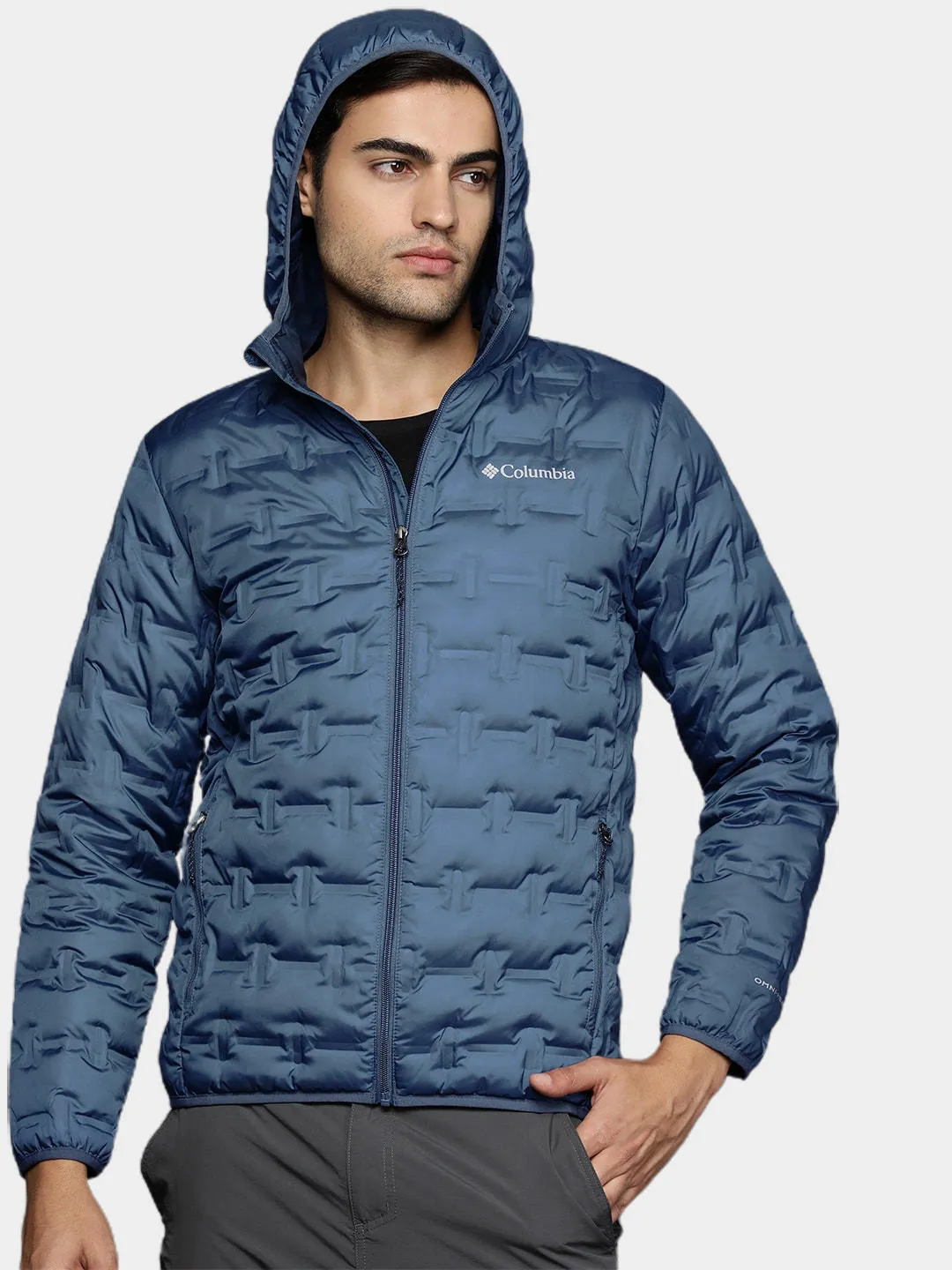 Columbia Men Blue Omni-Heat Reflective Delta Ridge Hooded Down Jacket