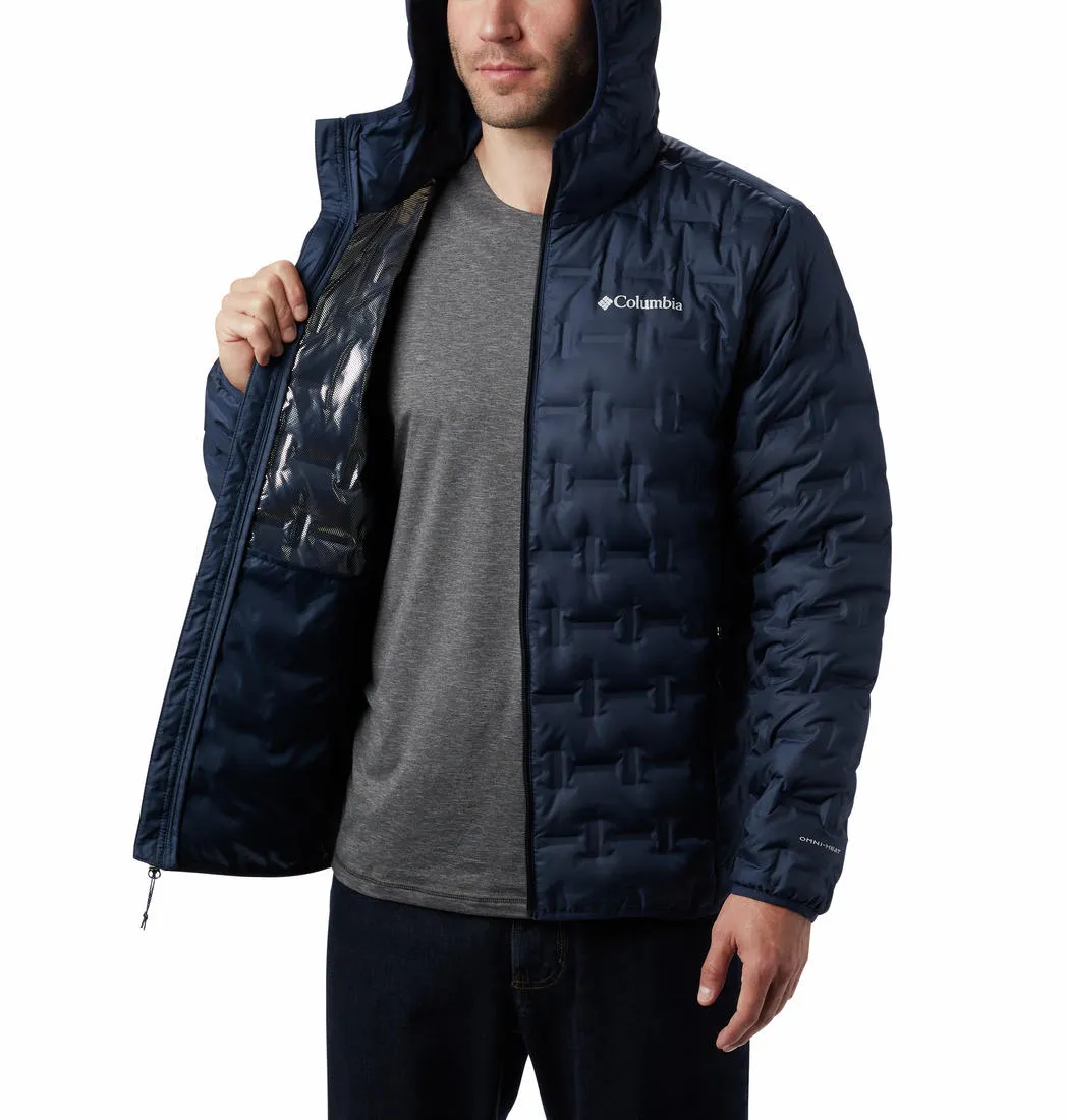 Columbia Men Blue Omni-Heat Reflective Delta Ridge Hooded Down Jacket