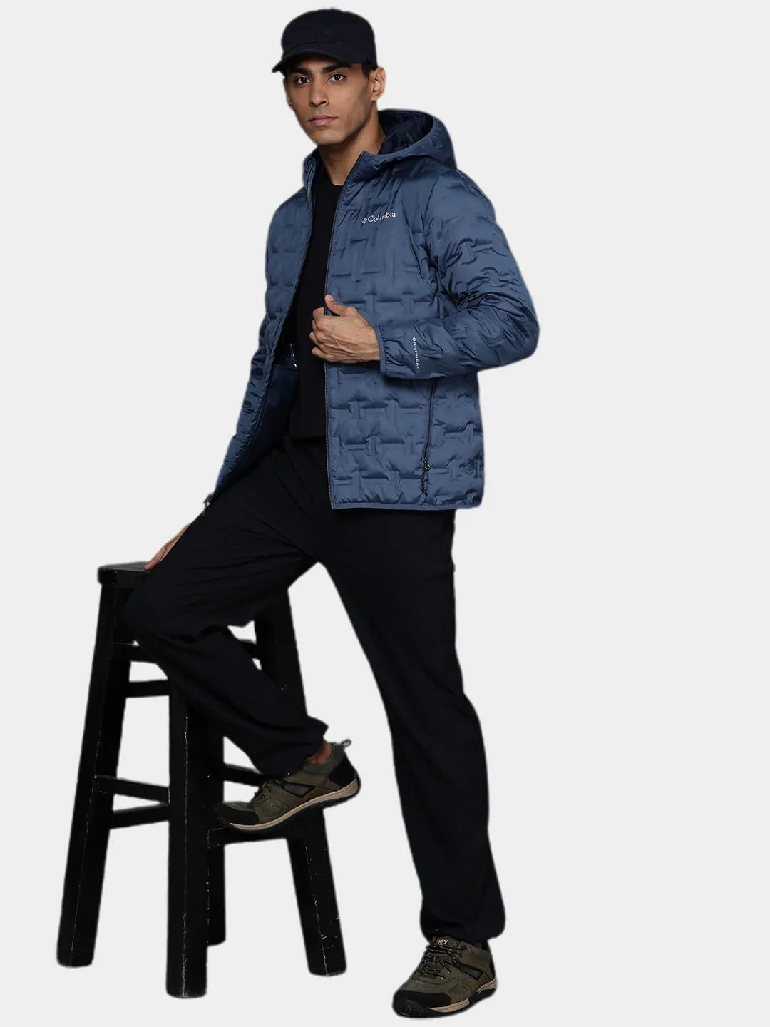 Columbia Men Blue Omni-Heat Reflective Delta Ridge Hooded Down Jacket