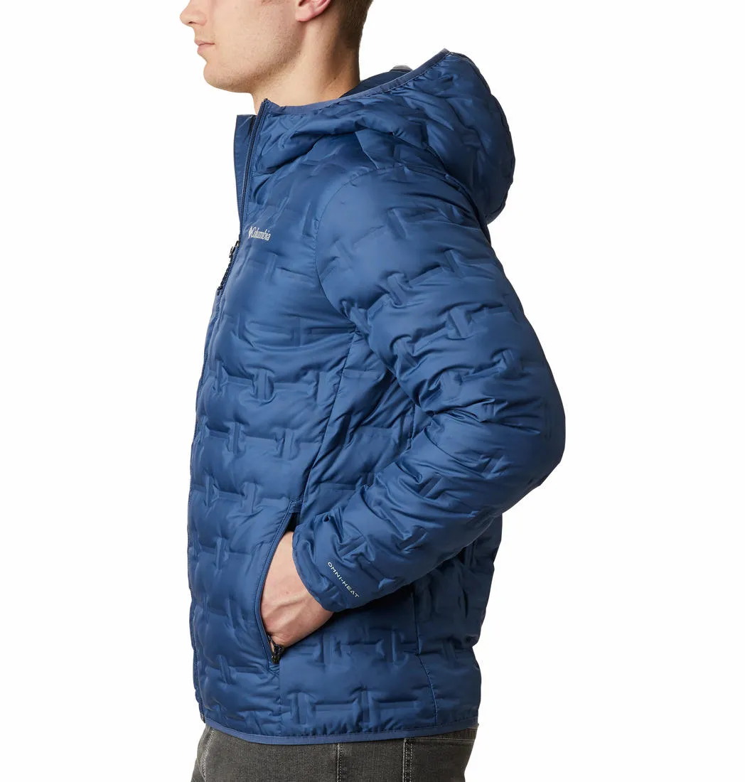 Columbia Men Blue Omni-Heat Reflective Delta Ridge Hooded Down Jacket
