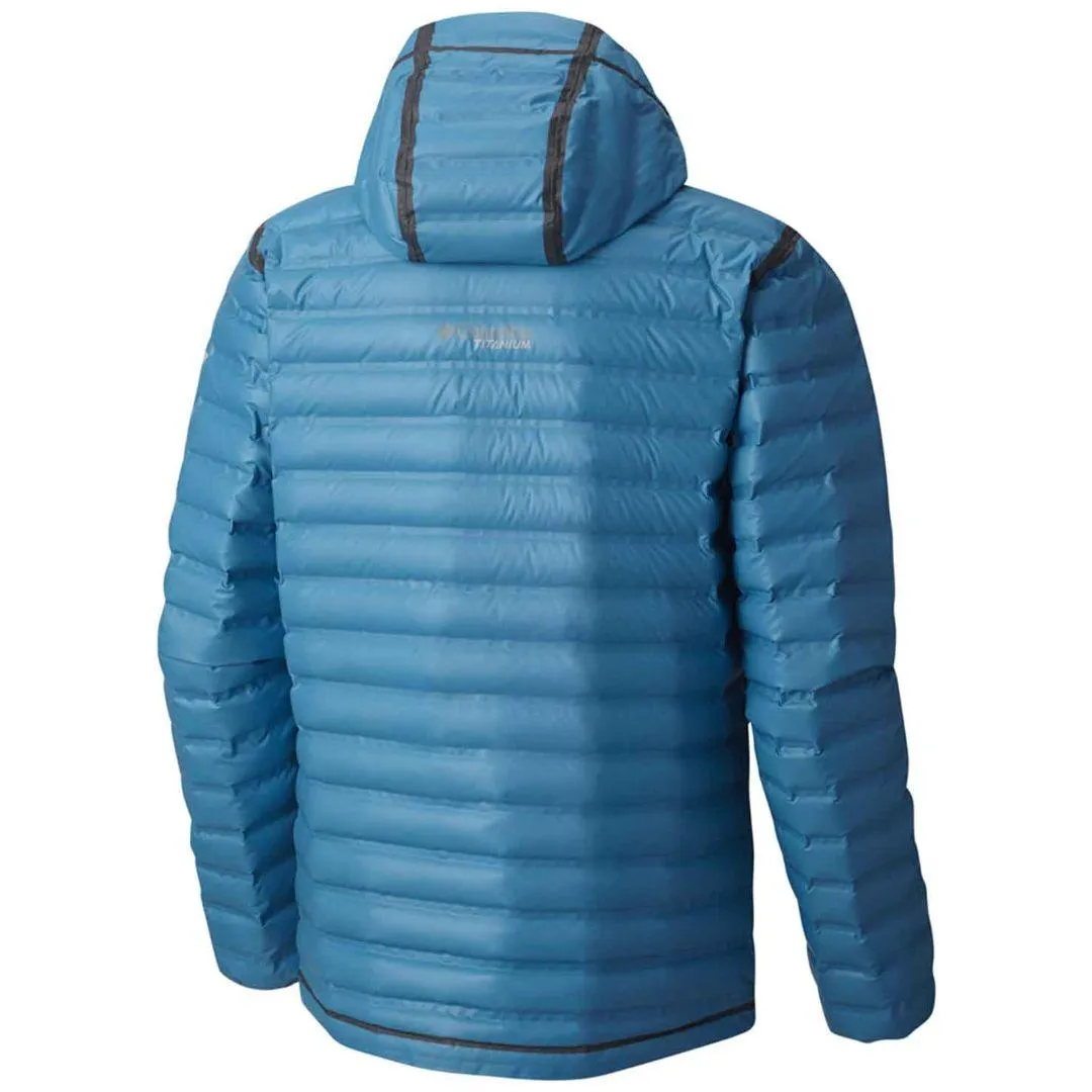 Columbia Men Blue Omni-Heat Reflective OutDry Ex Gold Hooded Down Jacket