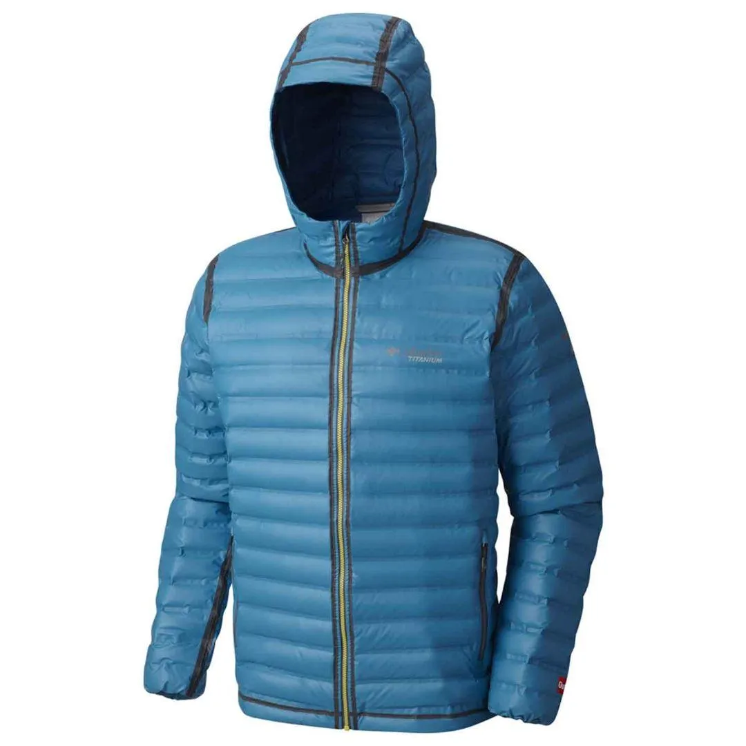 Columbia Men Blue Omni-Heat Reflective OutDry Ex Gold Hooded Down Jacket