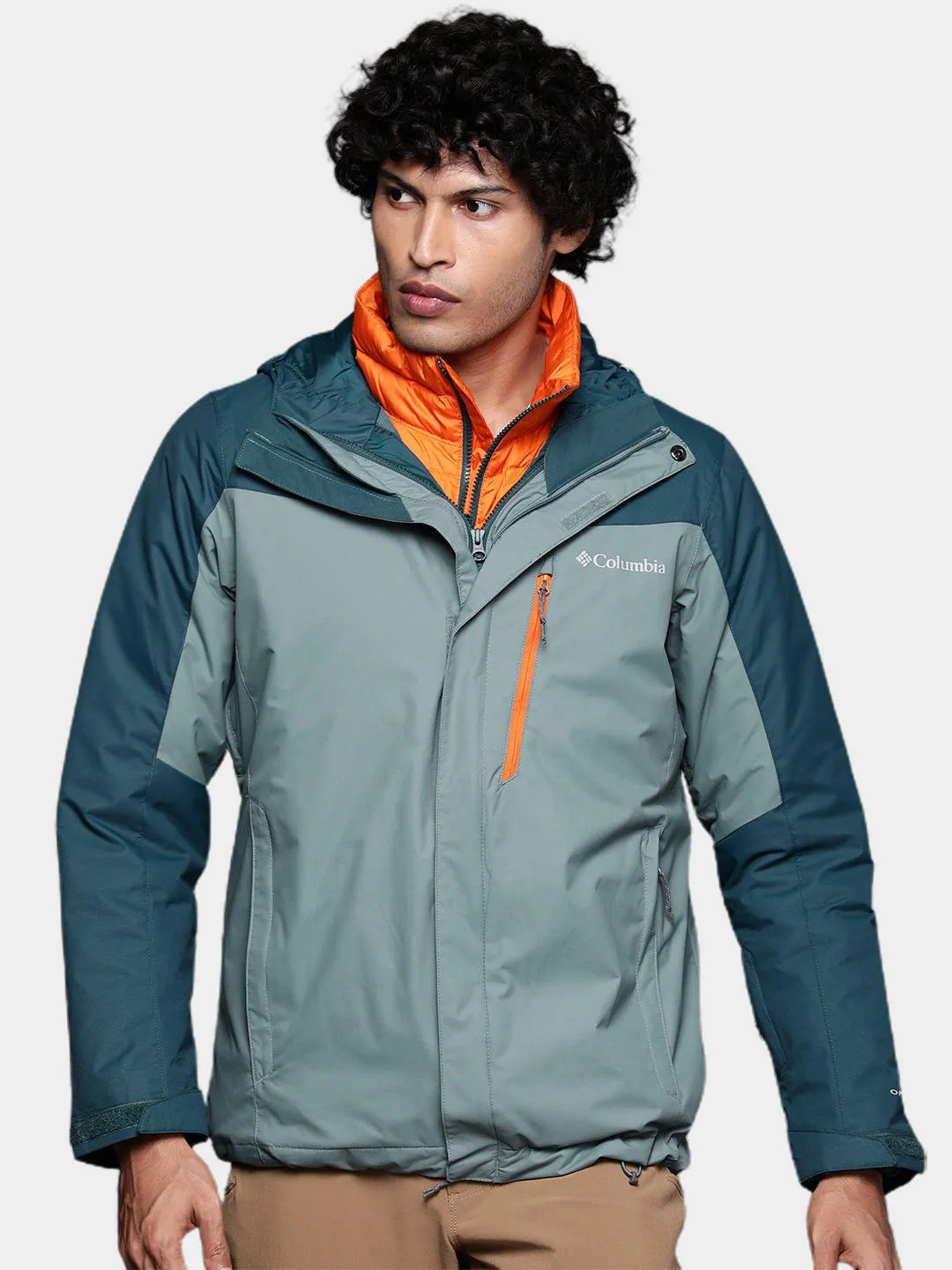 Columbia Men Blue Omni-Heat Reflective Whirlibird IV Inetrchangeable Jacket