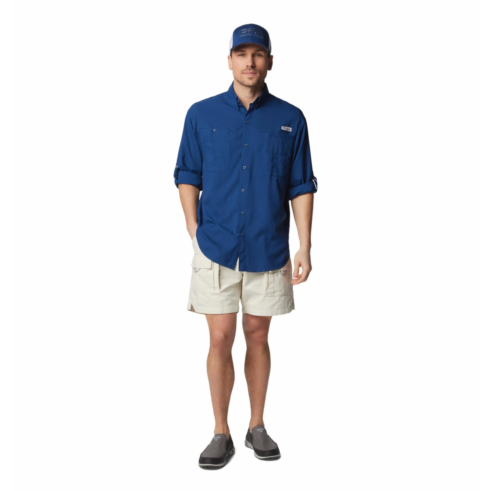 Columbia Men Blue Omni-Shade Tamiami II Long Sleeve Shirt