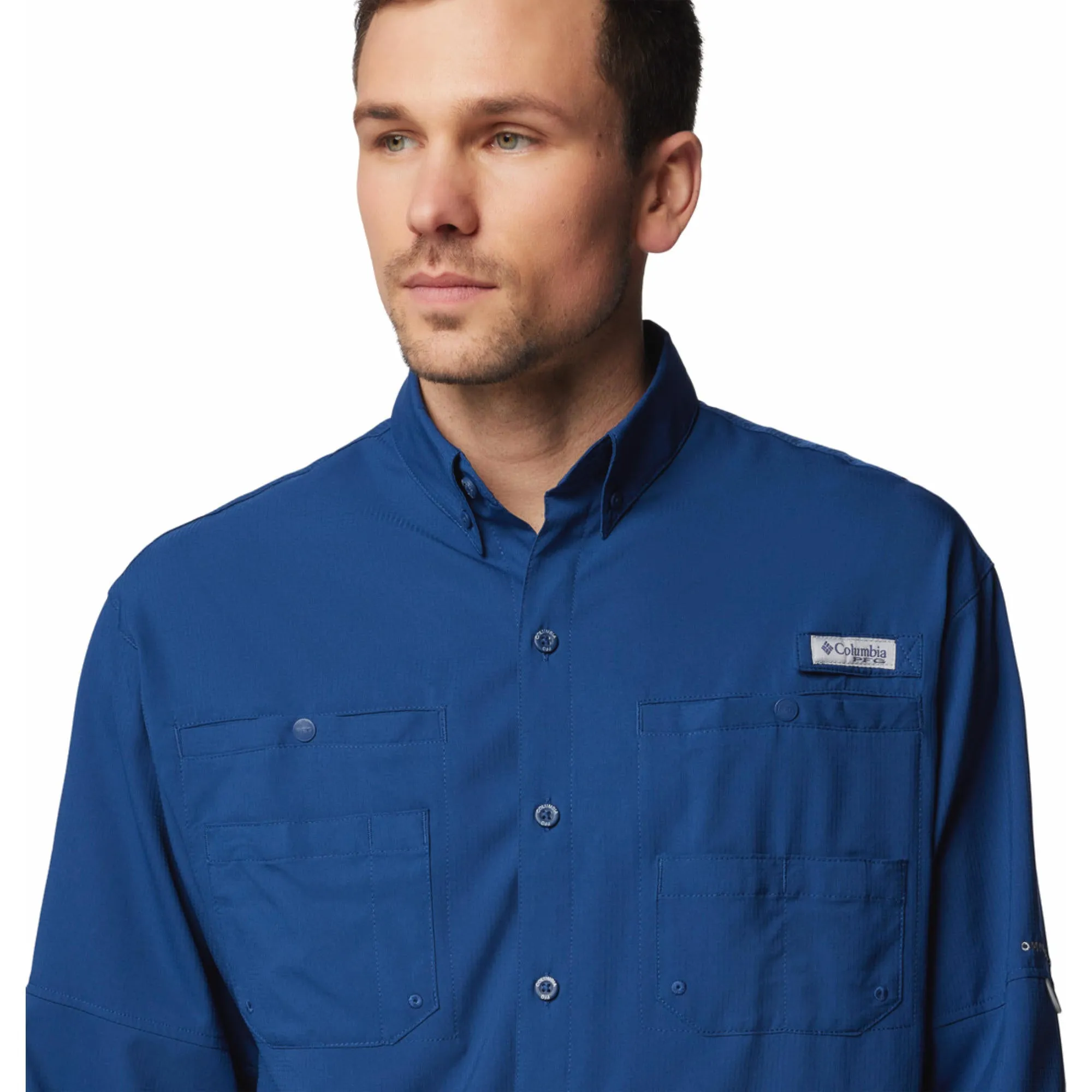 Columbia Men Blue Omni-Shade Tamiami II Long Sleeve Shirt