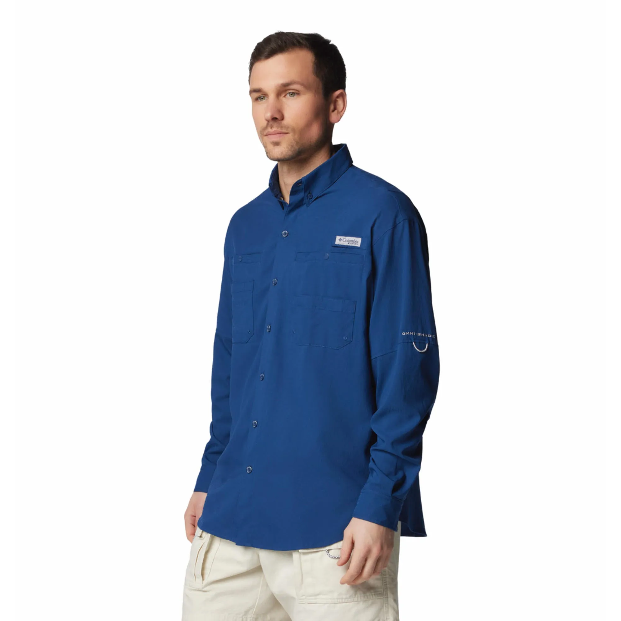 Columbia Men Blue Omni-Shade Tamiami II Long Sleeve Shirt