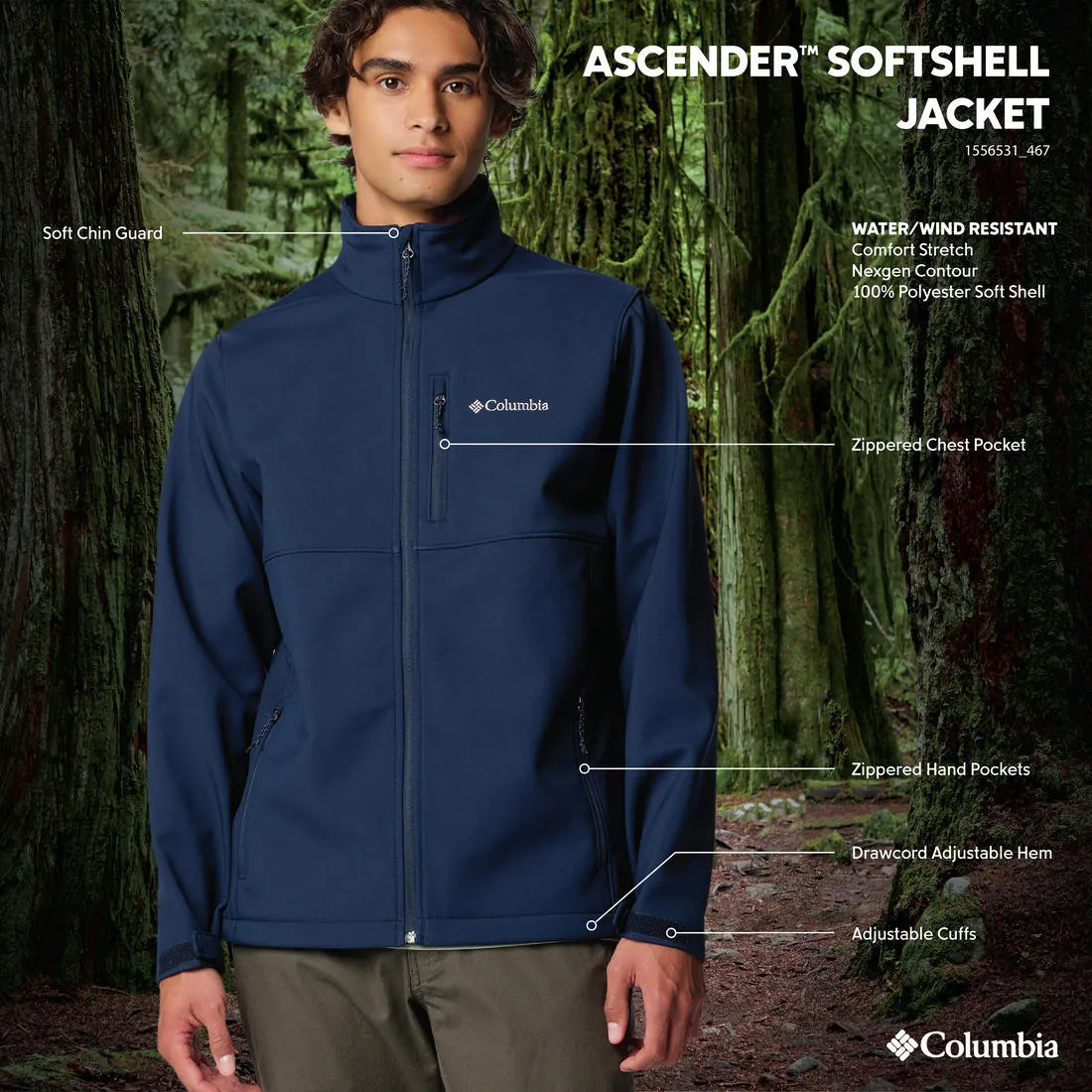 Columbia Men Blue Omni-Shield Ascender Softshell Jacket