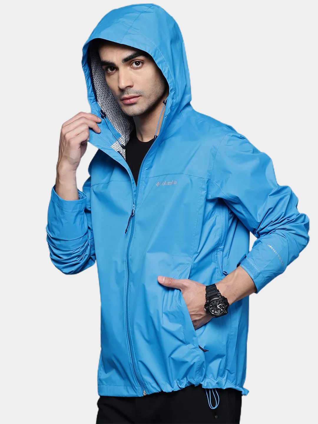 Columbia Men Blue Omni-Wick EvaPOURation Waterproof Rain Jacket