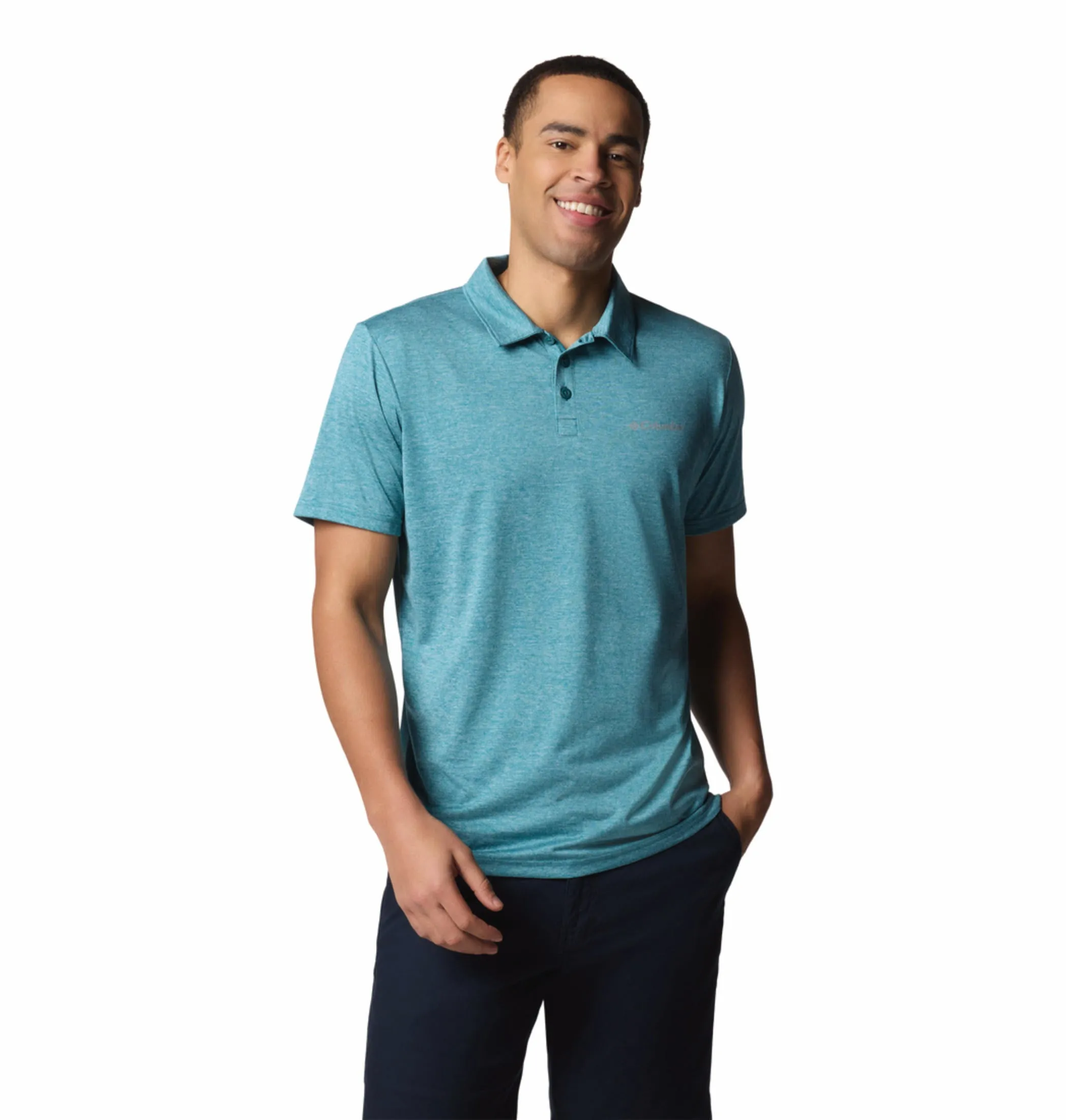 Columbia Men Blue Omni-Wick Hike Polo Tshirt