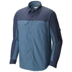 Columbia Men Blue Omni-Wick Silver Ridge Blocked Long Sleeve Shirt