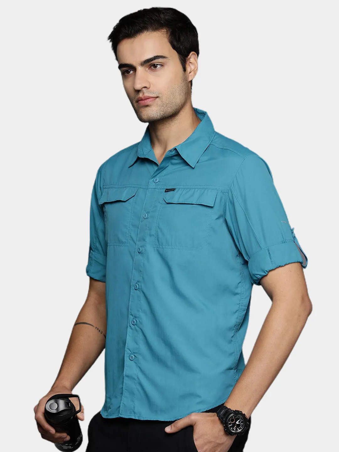Columbia Men Blue Omni-Wick Silver Ridge2.0 Long Sleeve Shirt