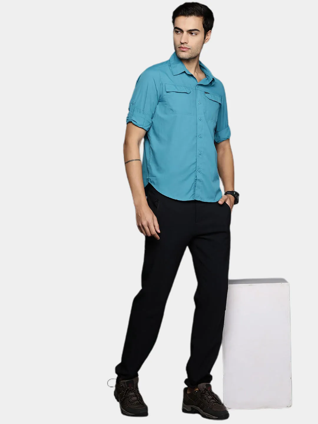 Columbia Men Blue Omni-Wick Silver Ridge2.0 Long Sleeve Shirt