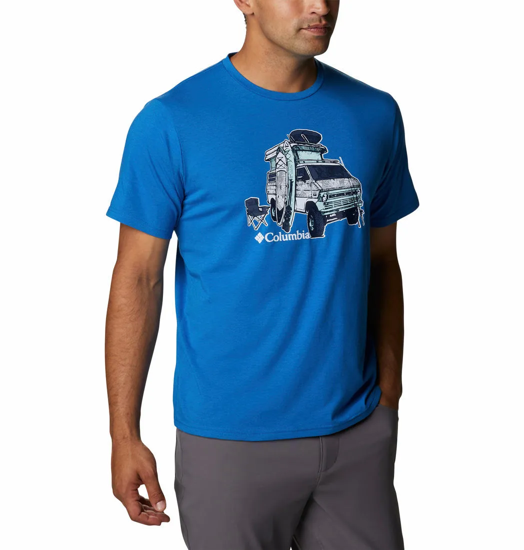 Columbia Men Blue Omni-Wick Sun Trek Graphic Tshirt