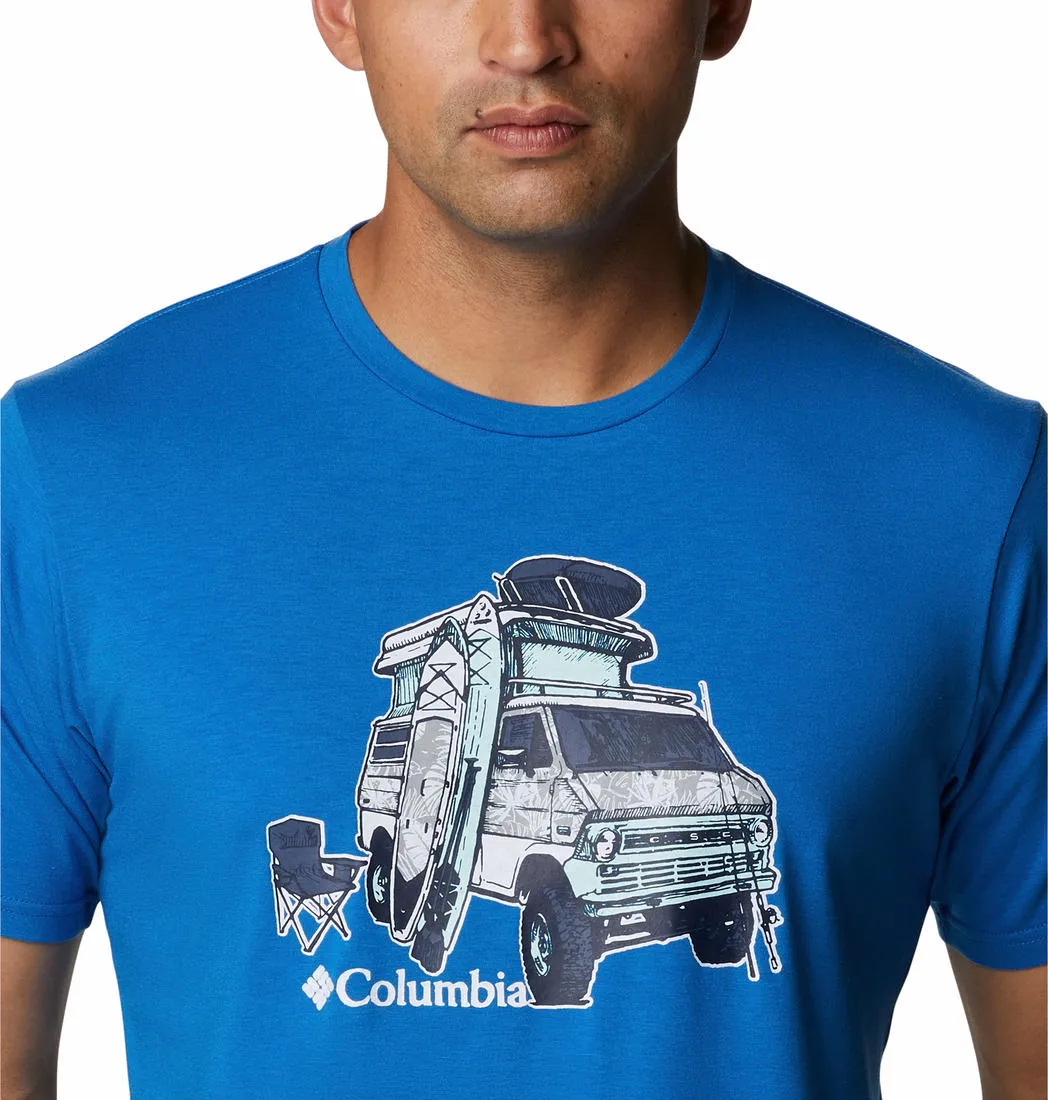Columbia Men Blue Omni-Wick Sun Trek Graphic Tshirt