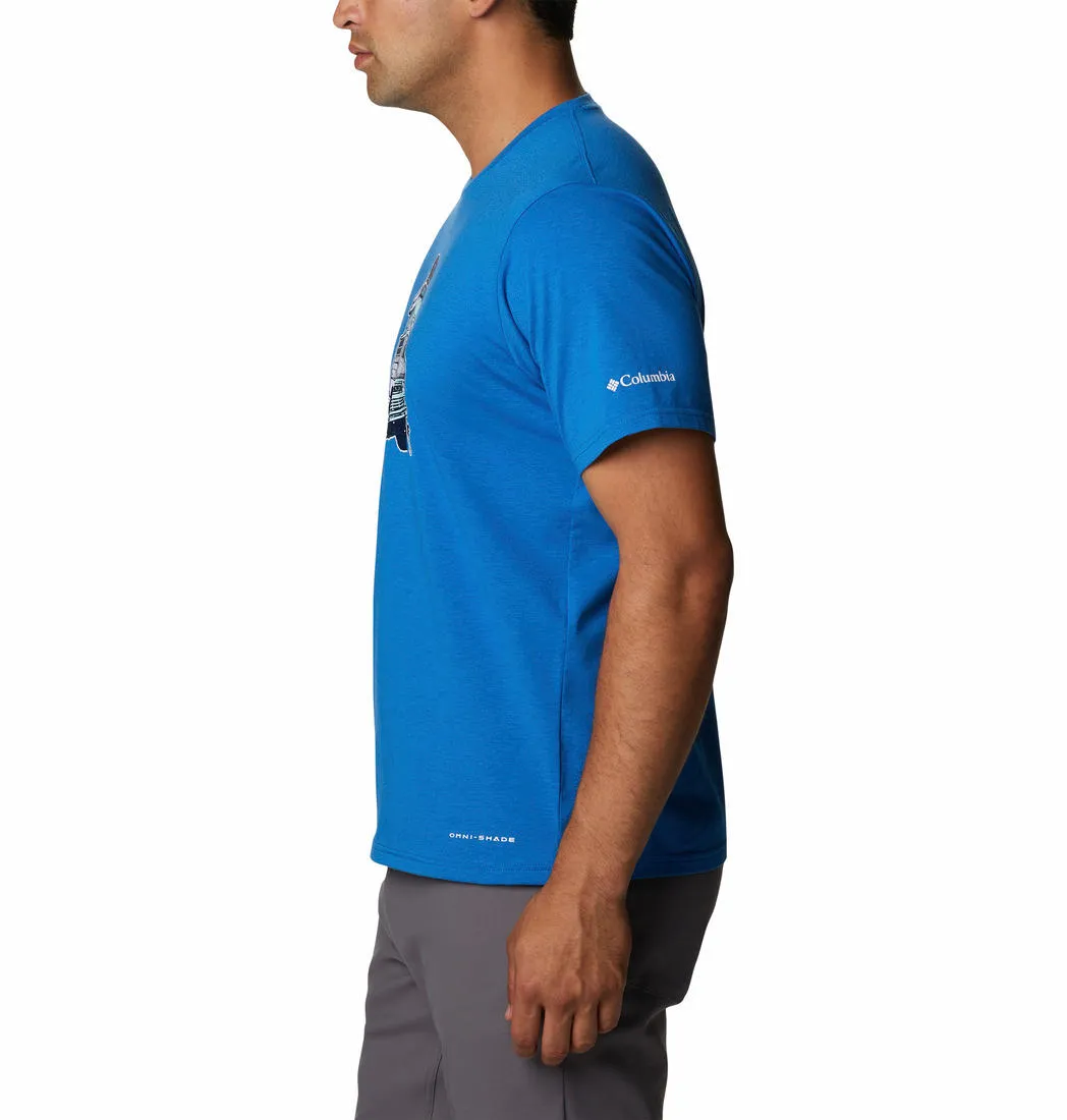 Columbia Men Blue Omni-Wick Sun Trek Graphic Tshirt