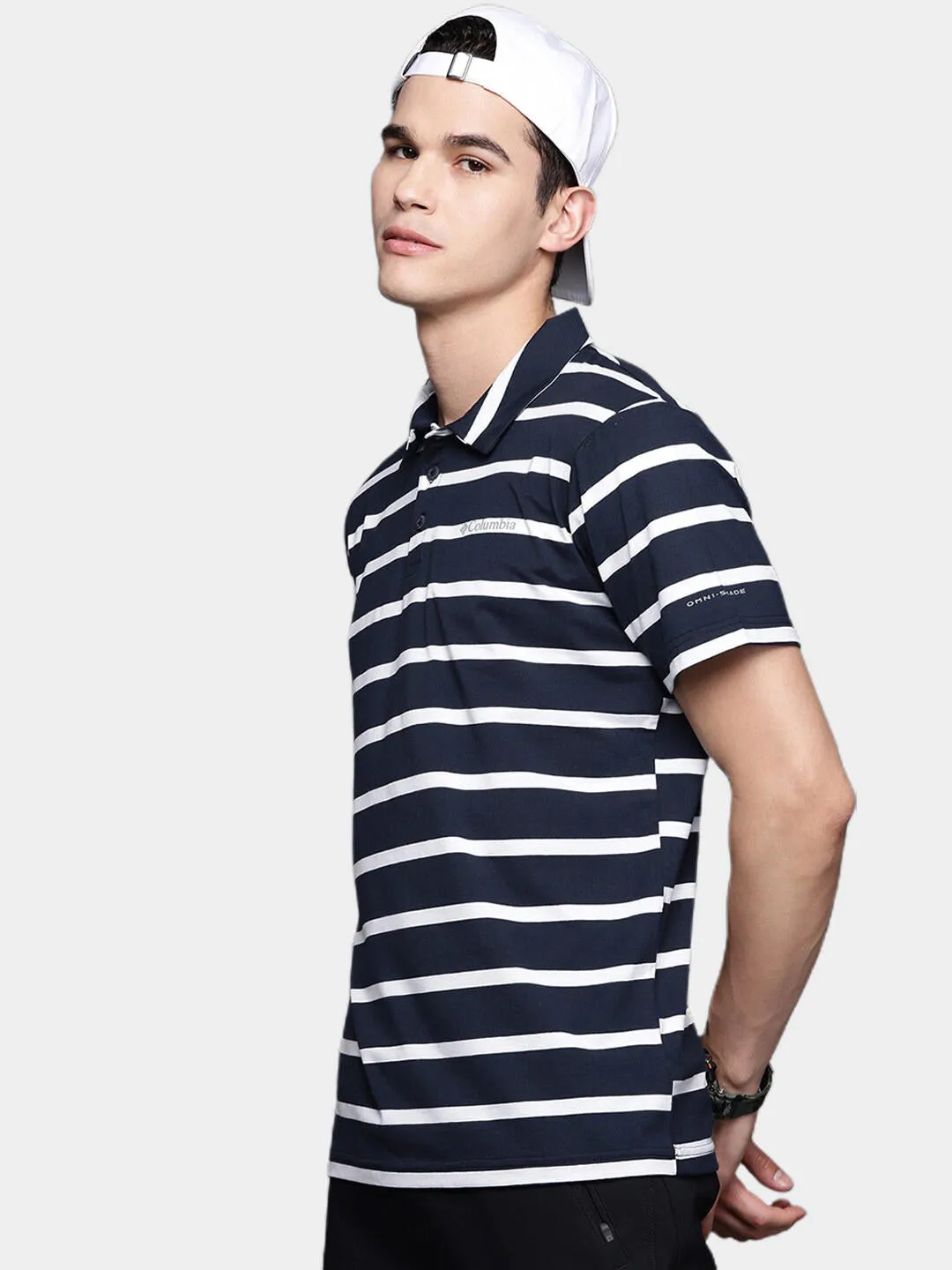 Columbia Men Blue Omni-Wick Sun Trek Polo Tshirt